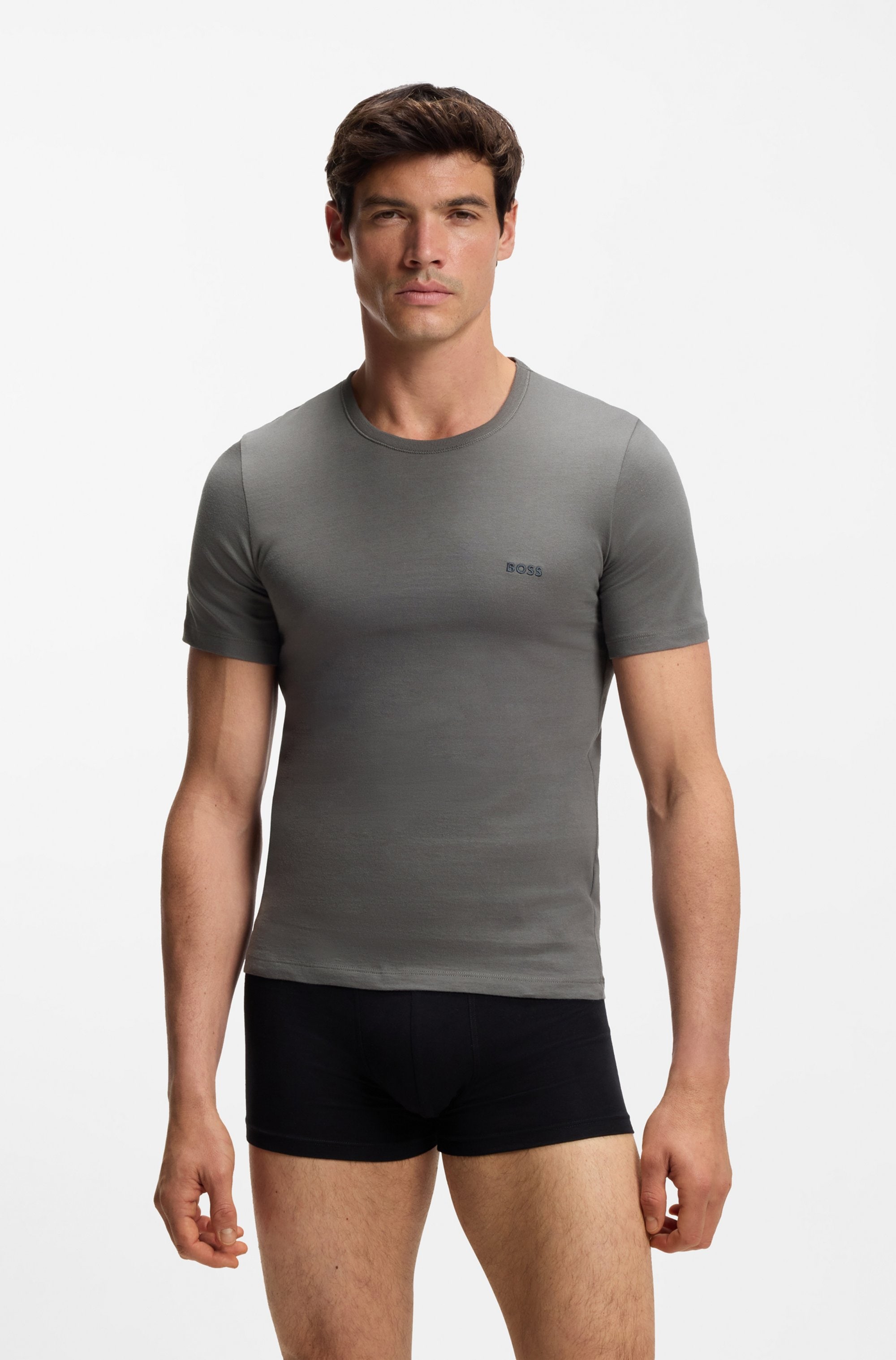 BOSS T-Shirt »TShirtRN 3P Classic« Packung, 3 Stk. mit BOSS Stickerei