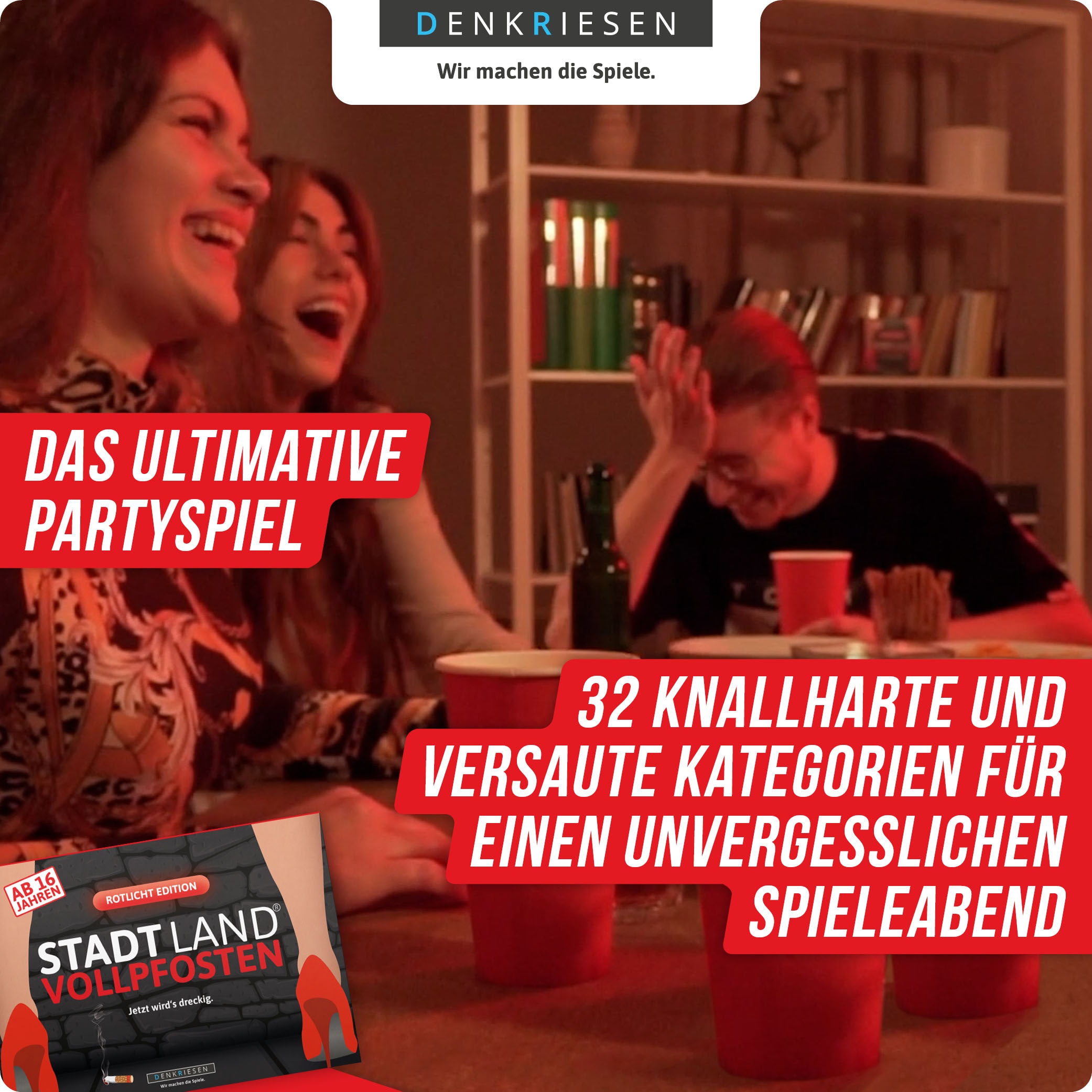 Denkriesen Spiel »Stadt Land Vollpfosten, Rotlicht Edition A4 Block« Made in Germany