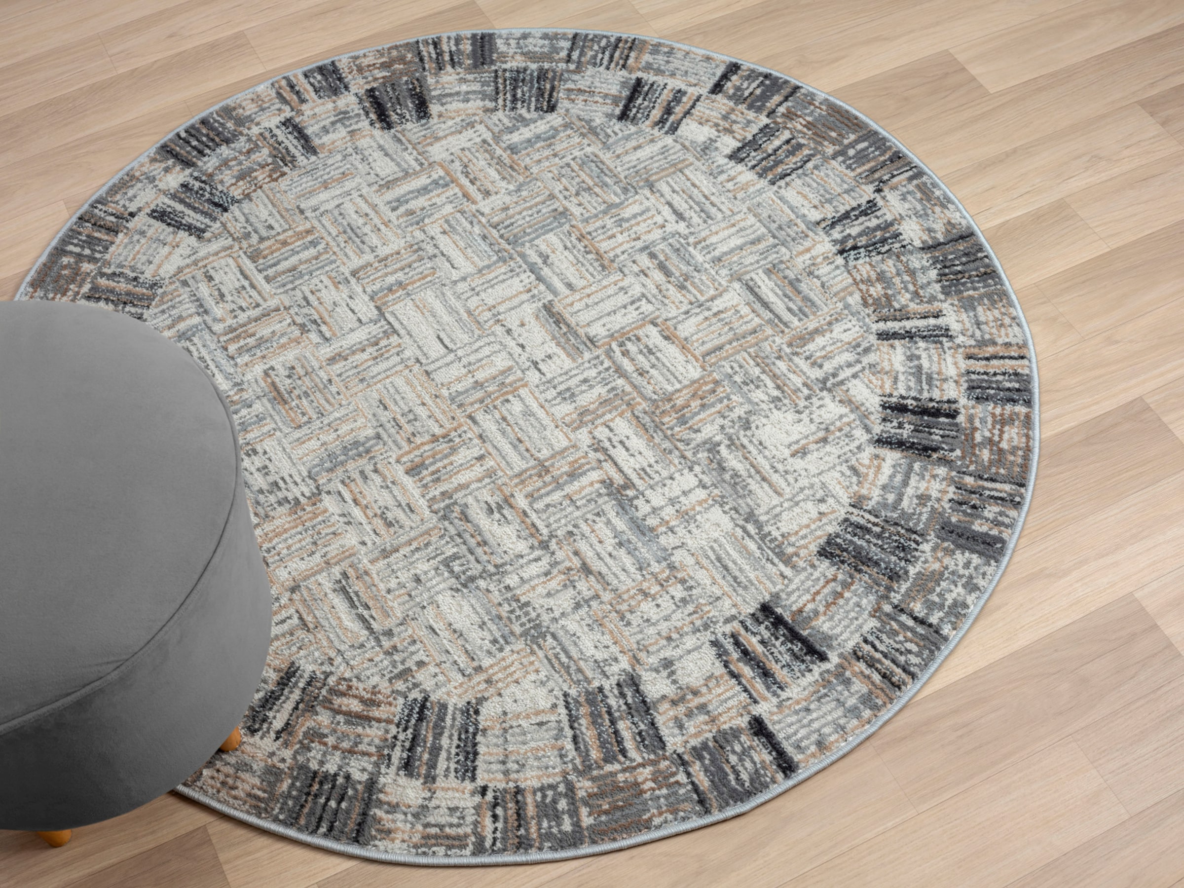 Myflair Möbel & Accessoires Teppich »My Mood«, rund, 8 mm Höhe, Kurzflor, Scandi-Design, mit Bordüre, besonders weich durch Microfaser