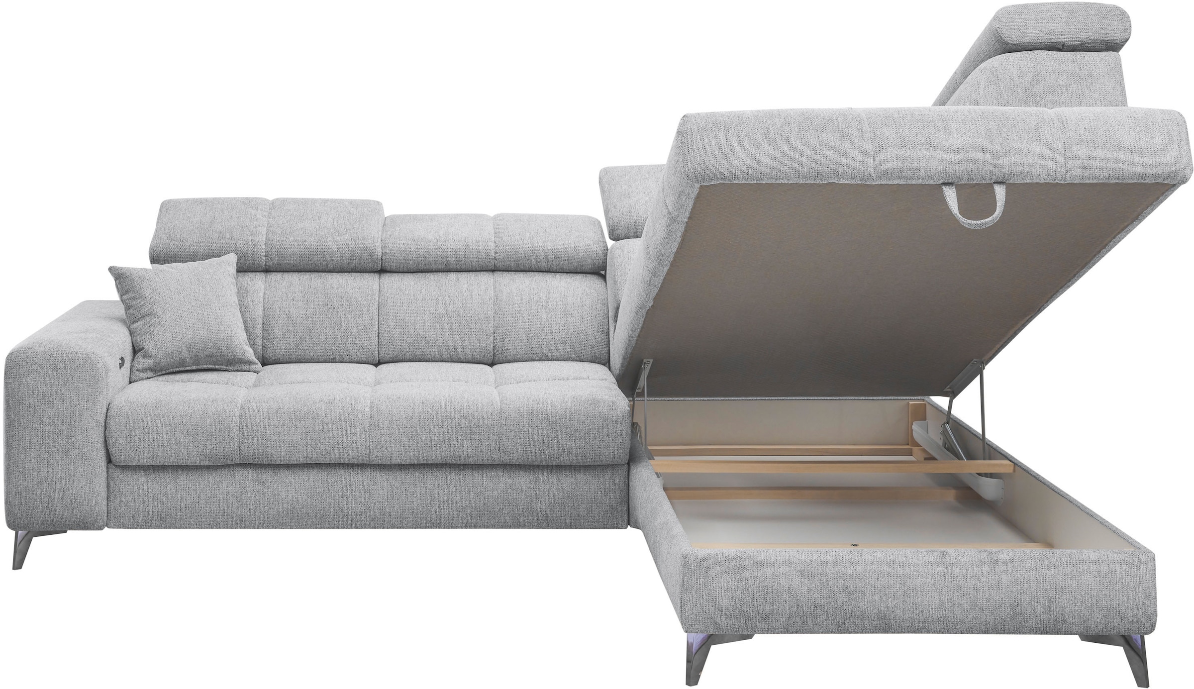 ED EXCITING DESIGN Ecksofa »Sydney L-Form« mit Bettfunktion, Bettkasten, Kopfteilverstellung & 2 Zierkissen