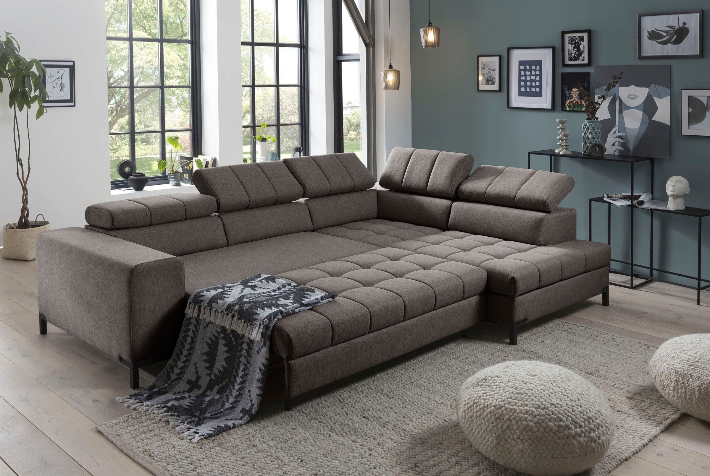 exxpo - sofa fashion Ecksofa »Bocco, hochwertige Verarbeitung, toller Sitzkomfort, bequem, L-Form«, wahlweise mit Bettfunktion u. Bettkasten, inkl. Kopfteilverstellung
