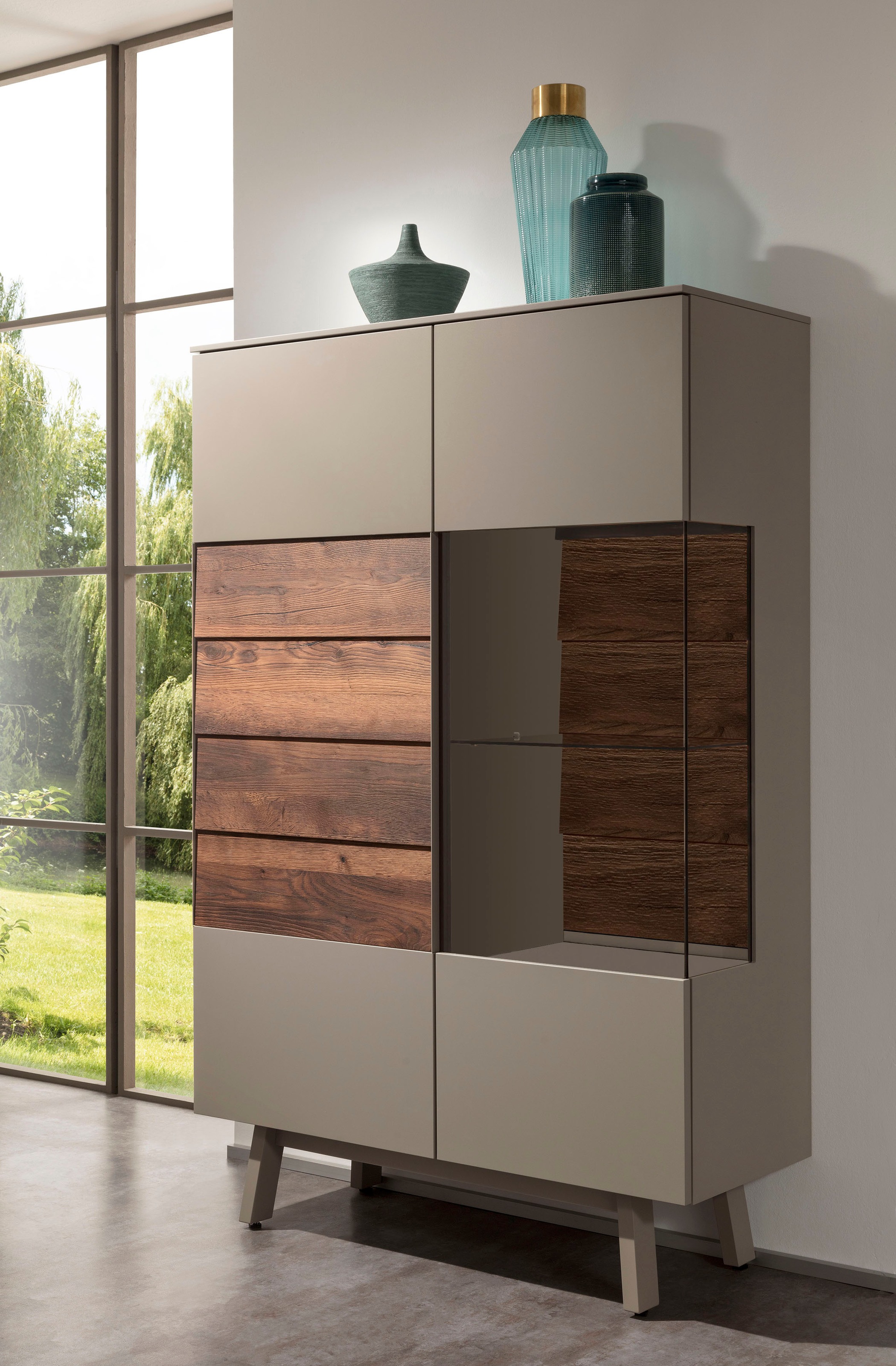 GWINNER Highboard »Misano«, in Lack fango, wahlweise mit Beleuchtung, Höhe 161,6 cm kaufen