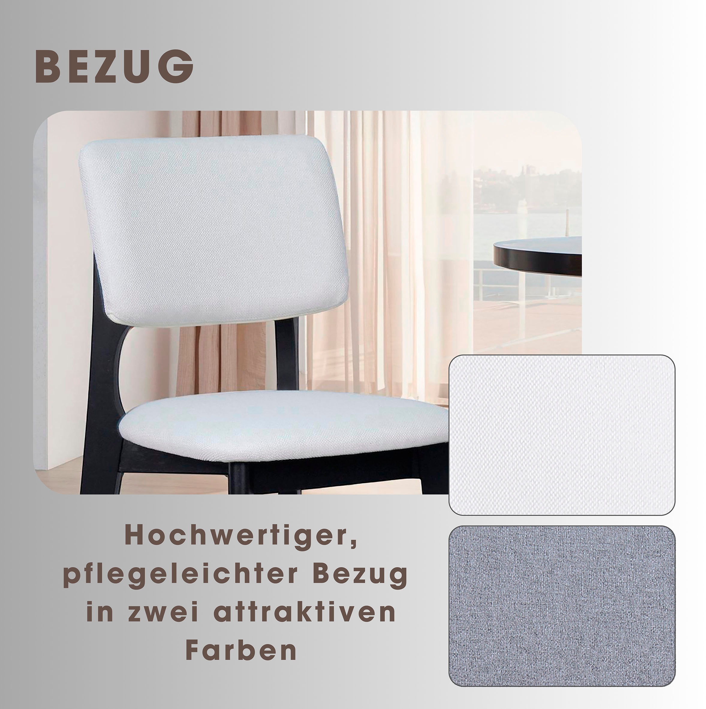 byLIVING Esszimmerstuhl »Elsa« (Set) 2 Stk.modern gemütlicher Massiv - Holzstuhl mit hochwertigem Webstoffpolster
