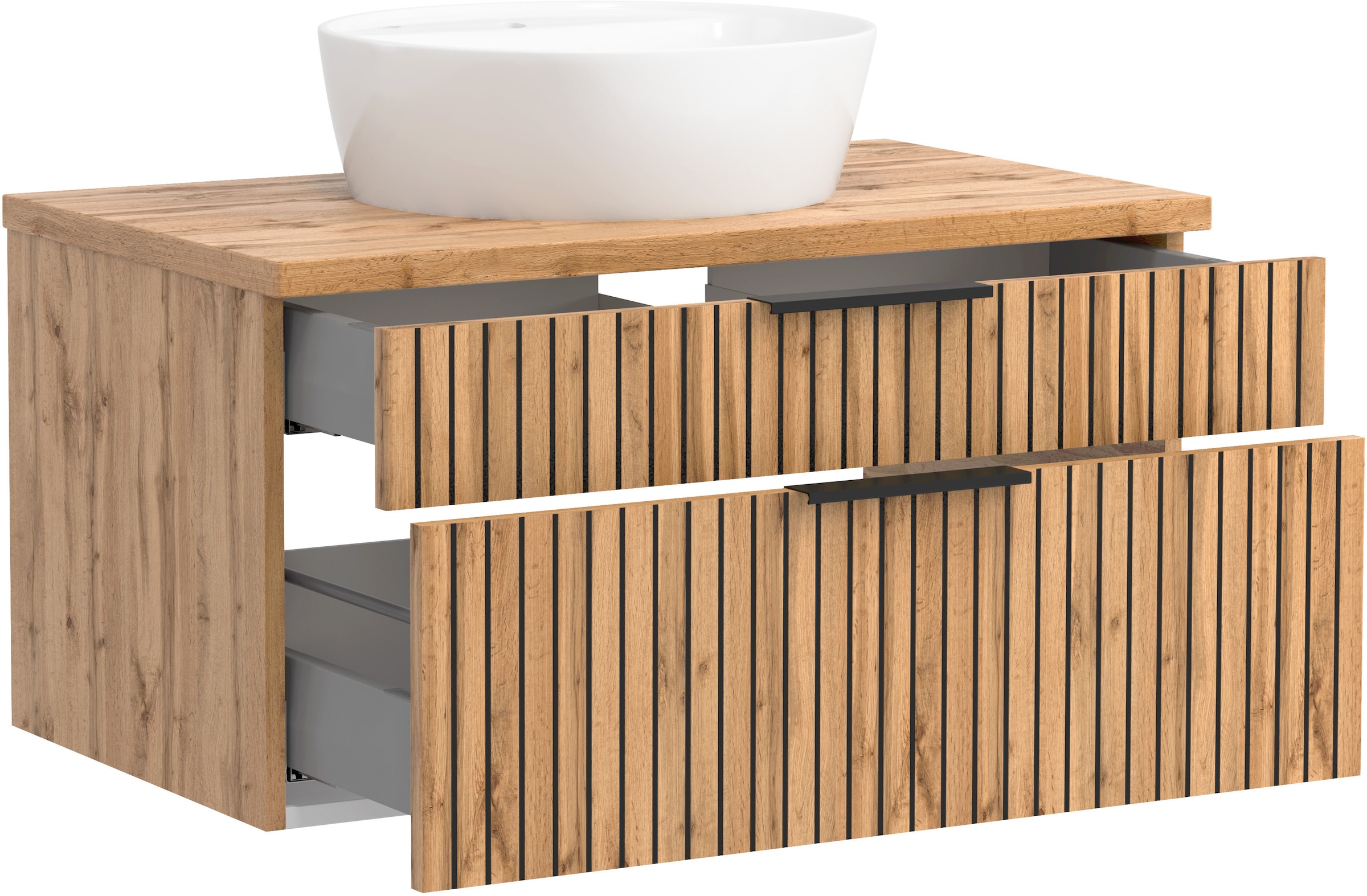 welltime Badmöbel-Set »Welltime, Carlton Waschtisch-Set, 80 oder 120 cm, gestreift«, (2 St.)