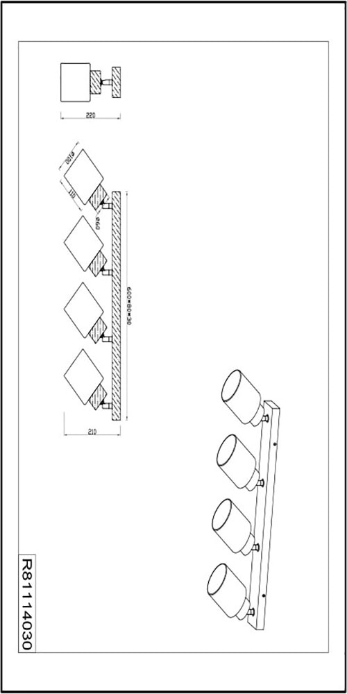 REALITY Leuchten Deckenstrahler »Assam«, 4 flammig, Leuchtmittel E14 | ohne Leuchtmittel, Spot 4-flg. Naturholz, exkl 4xE14 max 25W, Glasschirm weiß schwenkbar