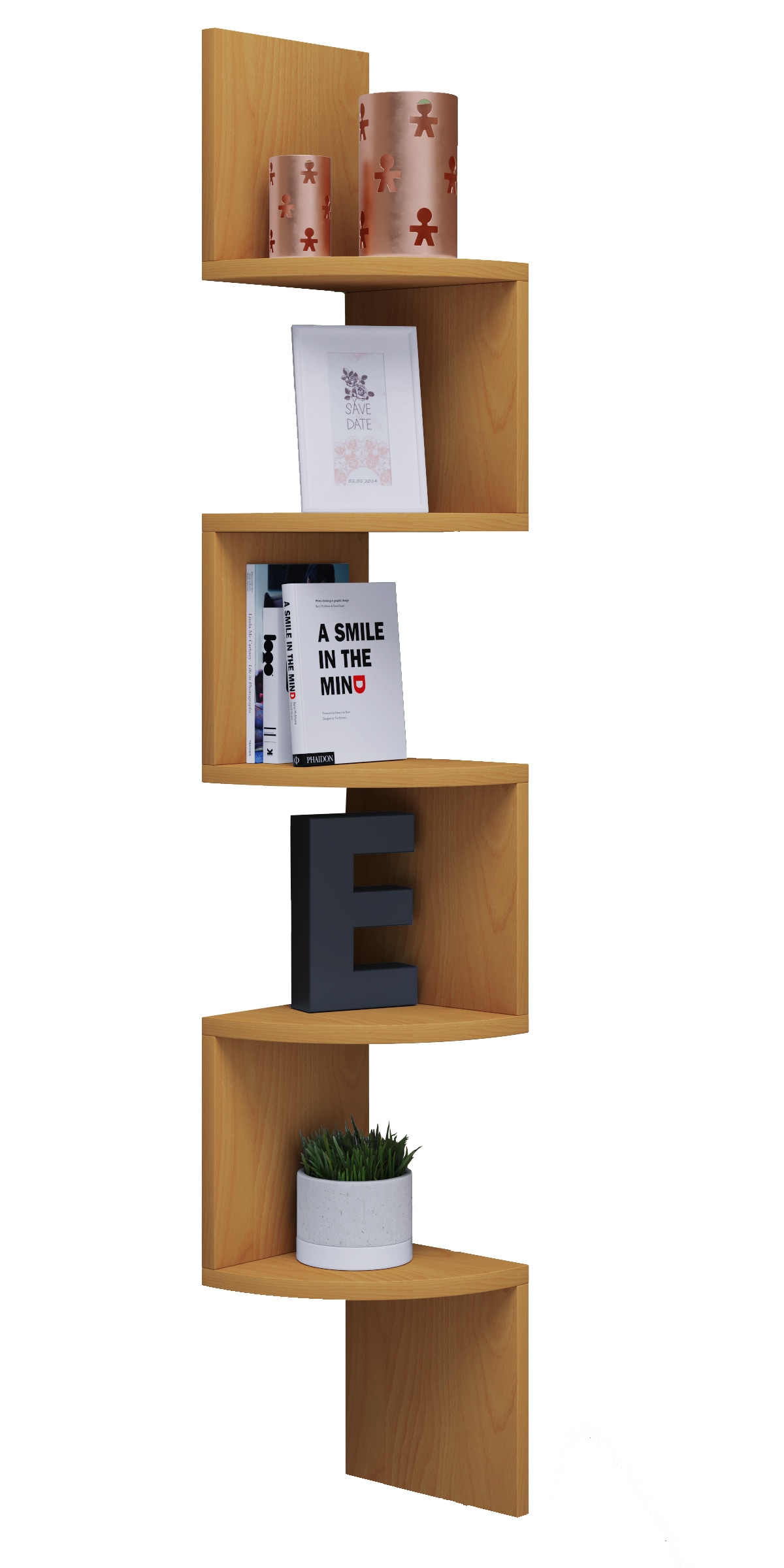 VCM Wood wall shelf deco corner shelf Mintis in Light Oak
