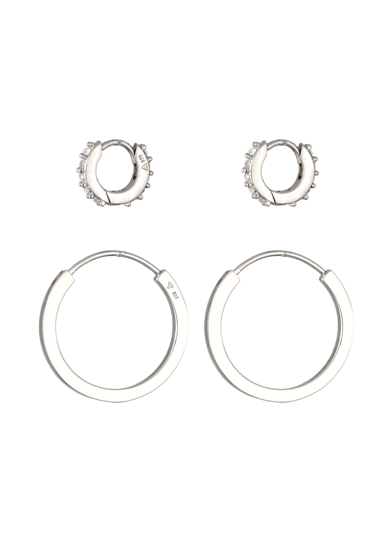 Elli Ohrstecker-Set »Ohrringe Creolen Set Weiß 925 Sterling Silber, mit Kristallen von Swarovski®«