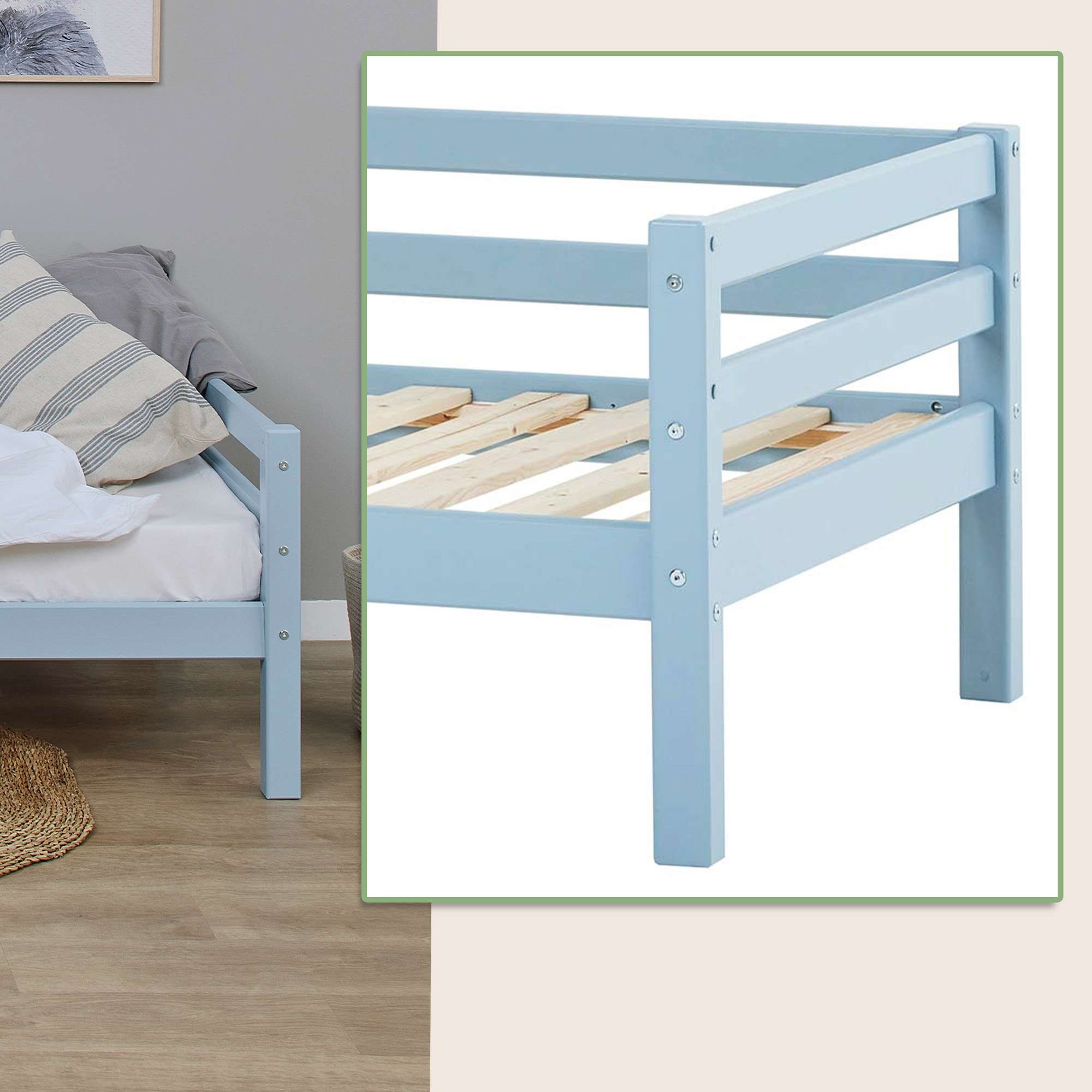 Hoppekids Daybett »Kinderbett ECO Dream, Einzelbett, Juniorbett 90x200«, (Bett), Weiß, Grün, Blau, Rosa, Grau