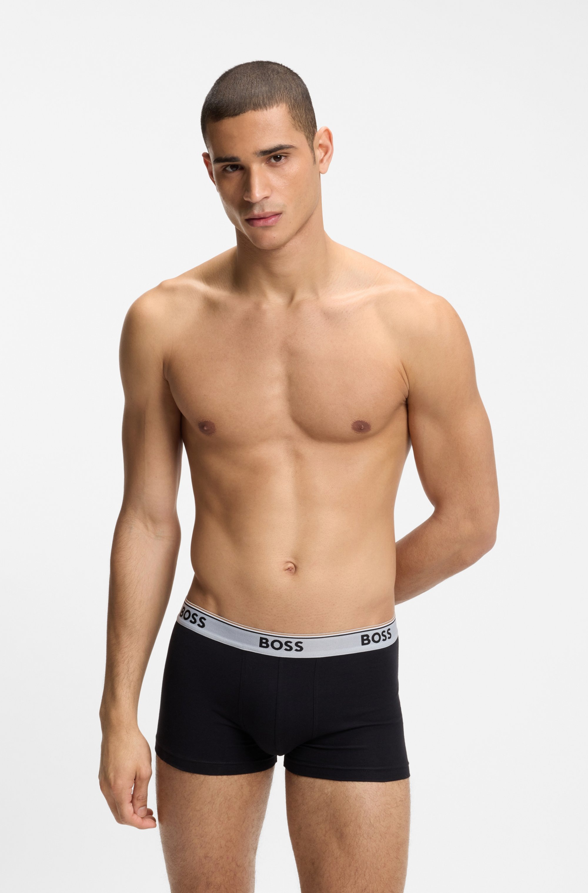 BOSS Trunk Packung, 3 Stk. aus Stretch-Baumwolle mit Logo-Bund, mittlere Bundhöhe