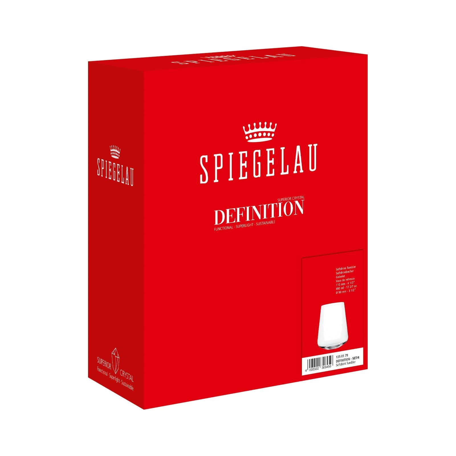 SPIEGELAU Glas »Softdrinkgläser Definition 490 ml 4er Set transparent«