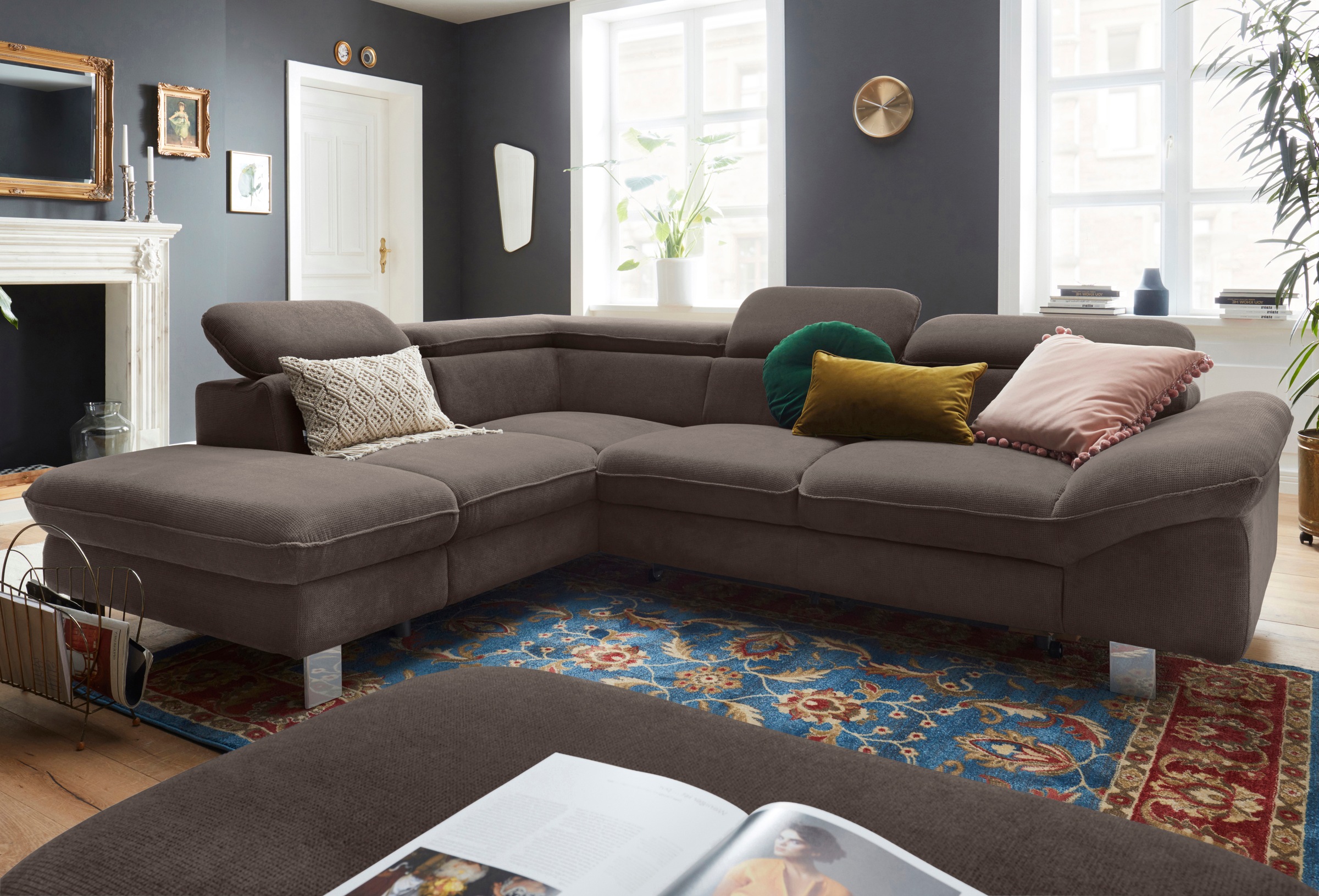 COTTA Polstergarnitur »Driver L-Form«, (Set, 2 tlg.), Set bestehend aus: Ecksofa mit Kopfteilverstellung & Hocker