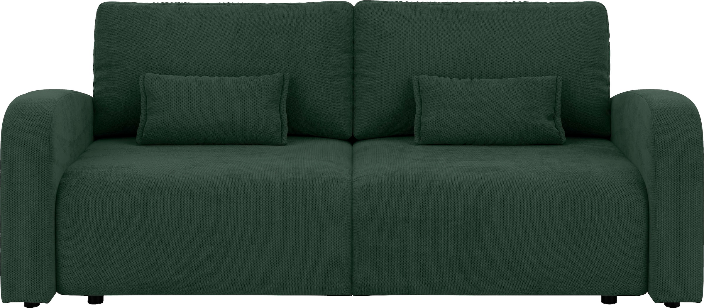 INOSIGN 3-Sitzer »JIGGS wahlweise Schlafsofa mit Bettkasten, Maße B/H/T: 228/96/110 cm«, Sofa mit Wellenunterfederung, enthält 2 Rückenkissen und 2 Zierkissen