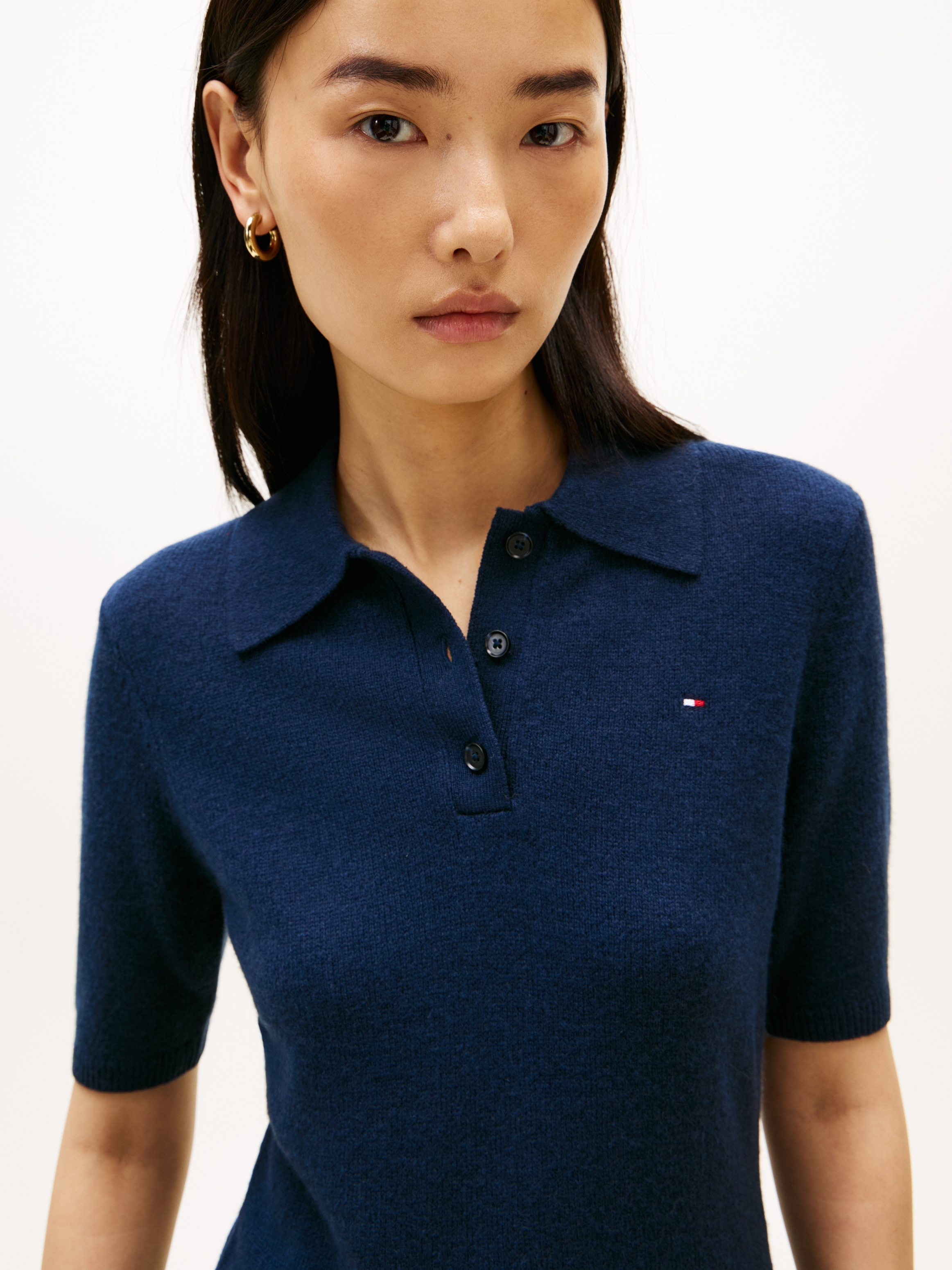 Tommy Hilfiger Strickkleid »SOFT WOOL HALF SL F&F POLO DRESS« aus reiner Wolle