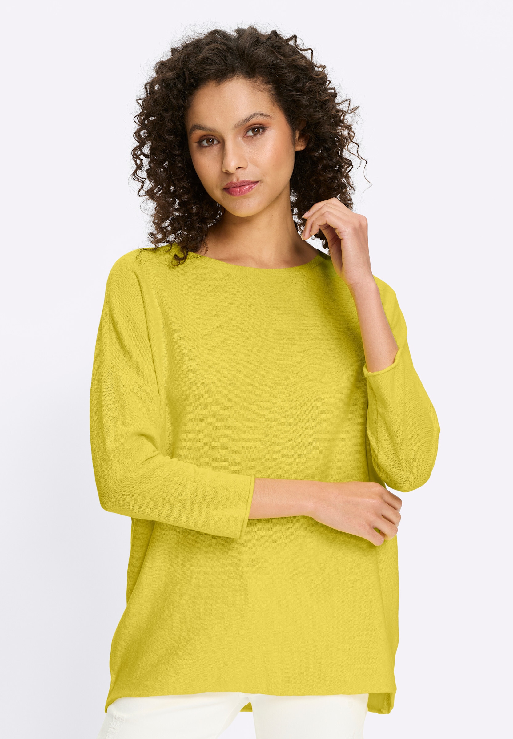 heine Longpullover »Pullover Baumwollpullover mit Rollkanten«