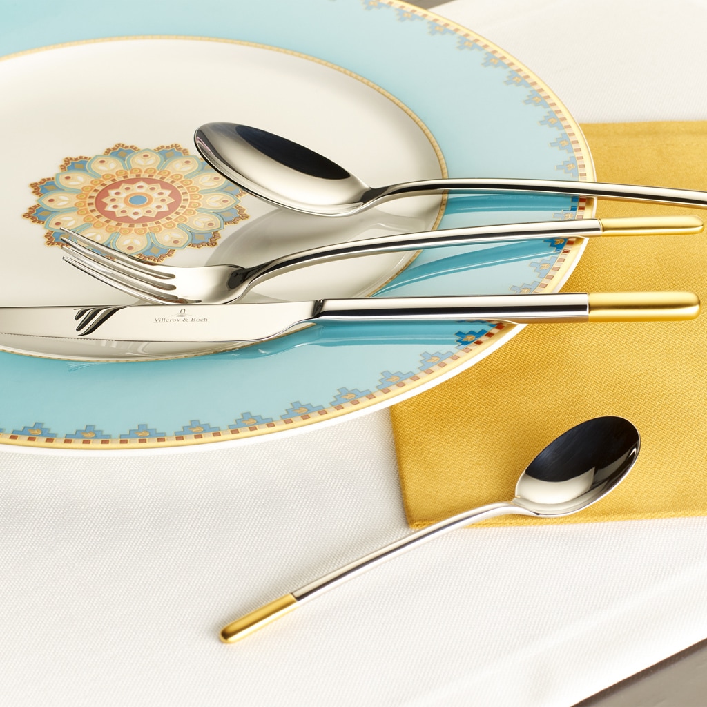 Villeroy & Boch Tafelgabel »Tafelgabel Ella teilvergoldet 210 mm 6er Set silber-gold« Spülmaschinenfest