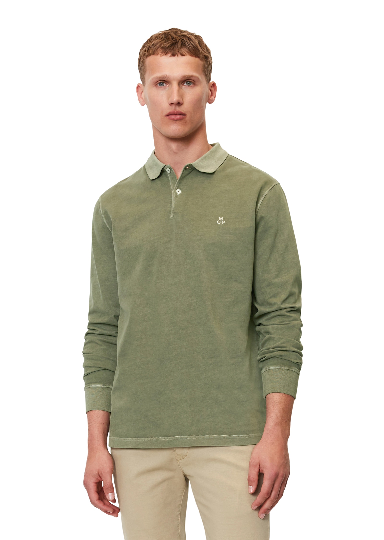 Marc O'Polo Langarm-Poloshirt, im Washed-Look