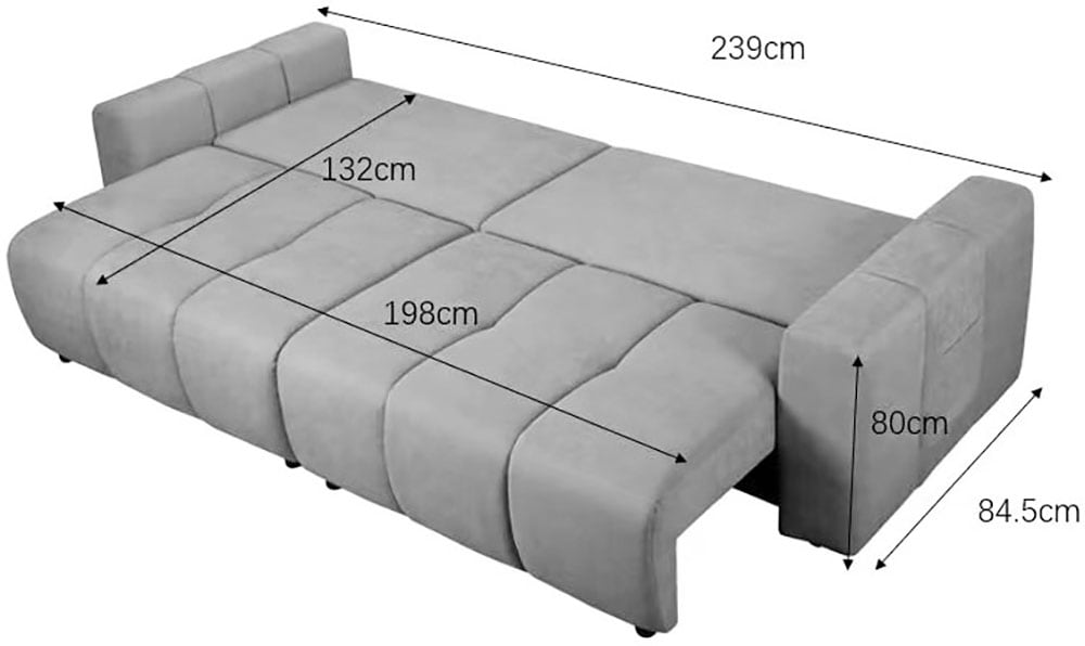 OTTO home Schlafsofa »YLVAA 3-Sitzer, 239cm/Schlafsofa (132/198)-OTTO. Verlässliche Qualität« Tonnentaschen-Federkern, Bettkasten, Feinstruktur weich