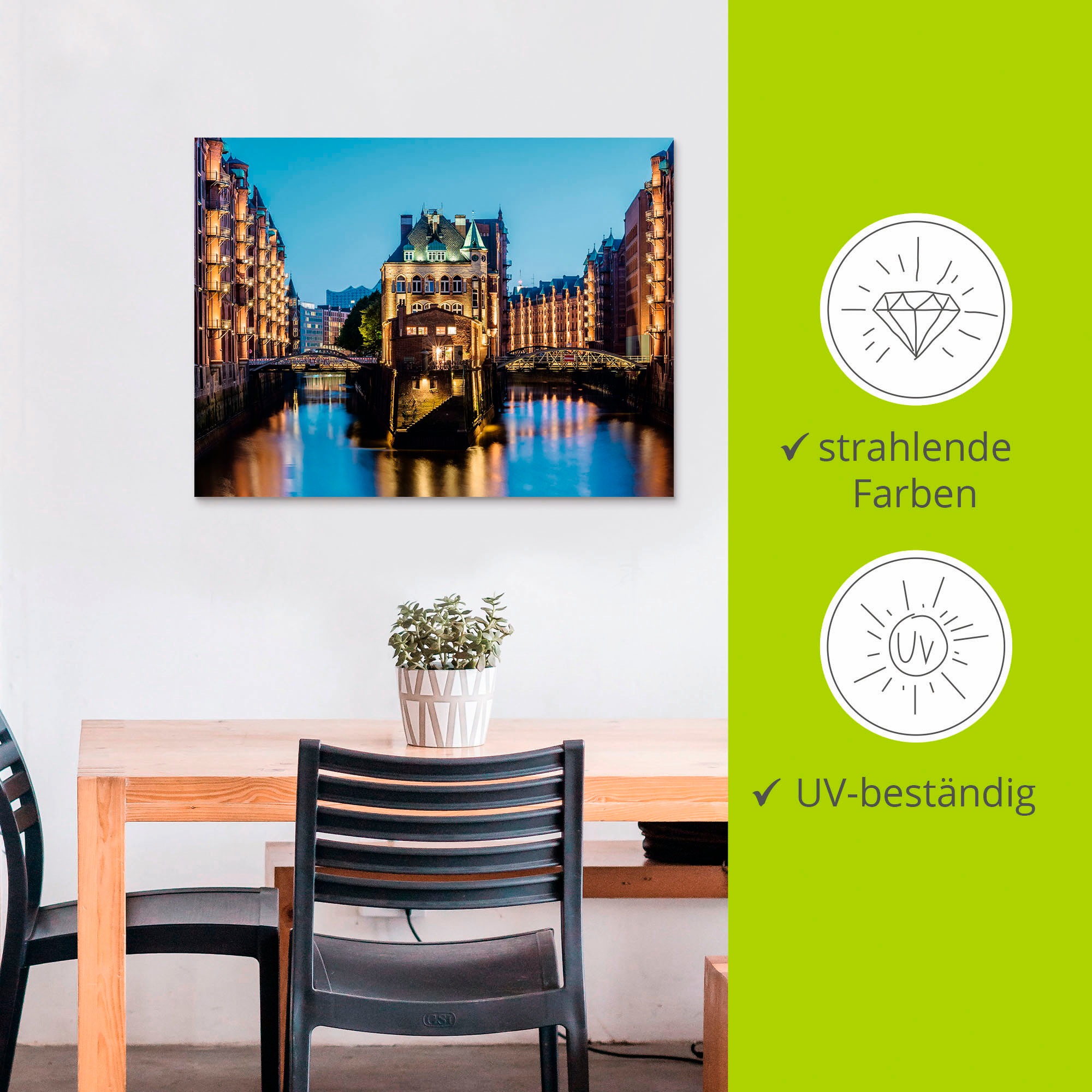 Artland Wandbild »Hamburg Wasserschloss in Speicherstadt 2«, Gebäude, (1 St.), als Alubild, Outdoorbild, Poster in verschied. Größen