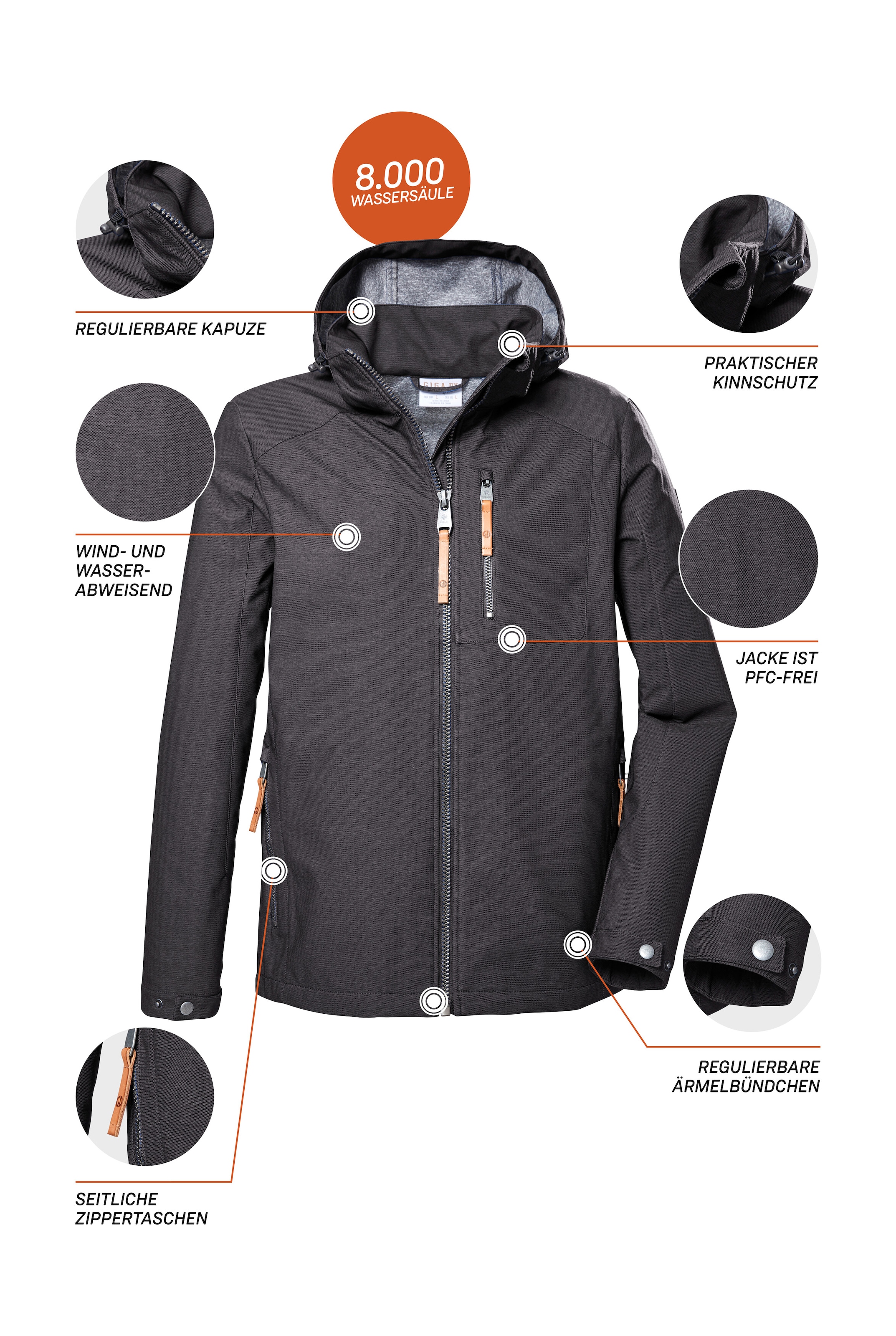 G.I.G.A. DX by killtec Softshelljacke »GS 7 MN SFTSHLL JCKT«, Herren Softshelljacke: wasserabweisend, abnehmbare Kapuze, nachhaltig