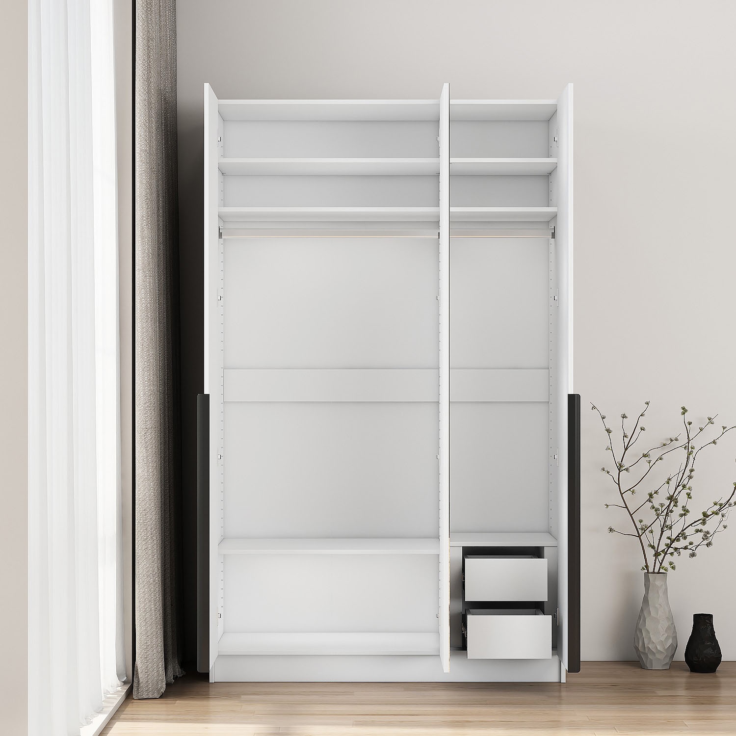 OTTO home Kleiderschrank »Annor Schlafzimmerschrank Breite 122cm hochglanz Schrank Garderobe« Drehtürenschrank mit perfekter Innenausstattung - elegante Türgriffe