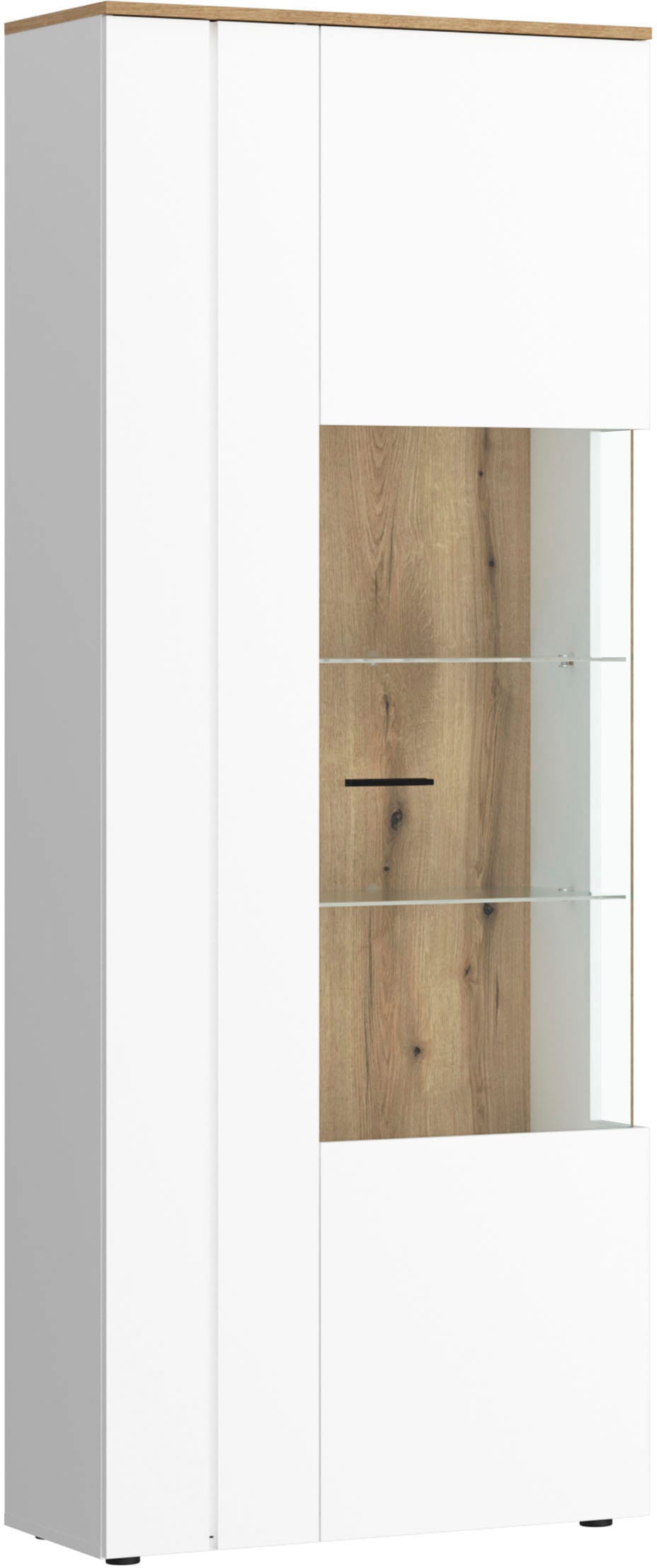 Home affaire, Vitrine »Dalano« Höhe ca. 202 cm, Alpinweiß/coast evoke eiche, Holzwerkstoff,