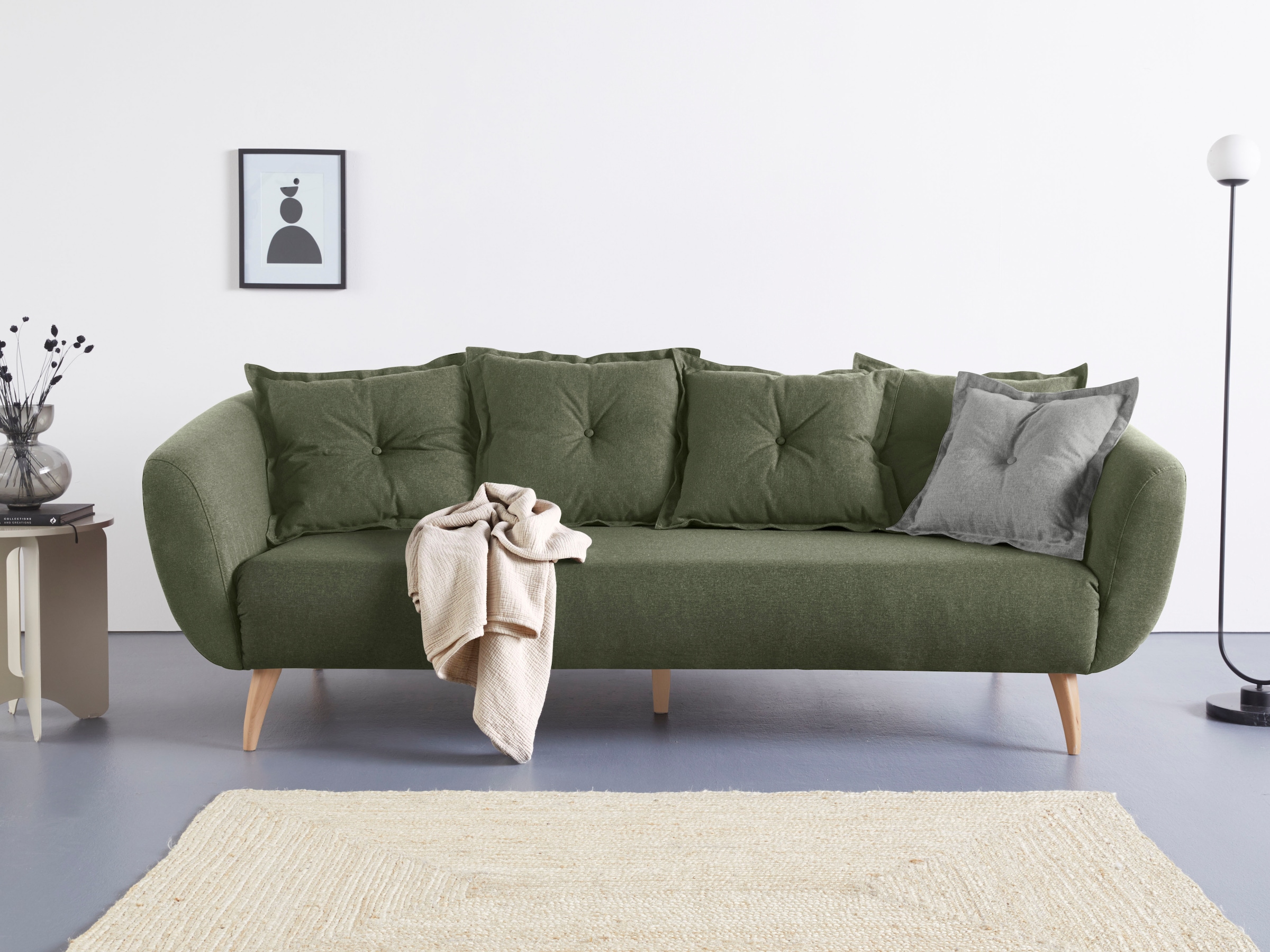 Home affaire 3-Sitzer "Baggio modern und romantisches Design, bequem" Zierkissen inklusive