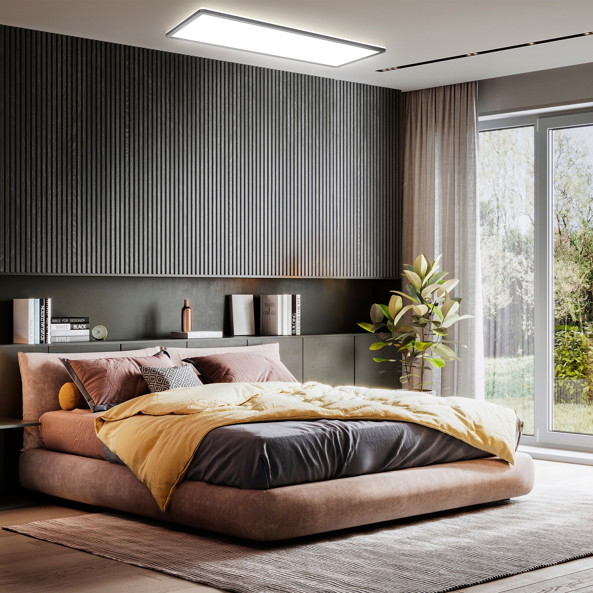 B.K.Licht LED ultraflache Deckenleuchte mit Hintergrundbeleuchtungseffekt, inkl. Fernbedienung,  1 x LED Platine 22 Watt, 3.000lm, 4.000K