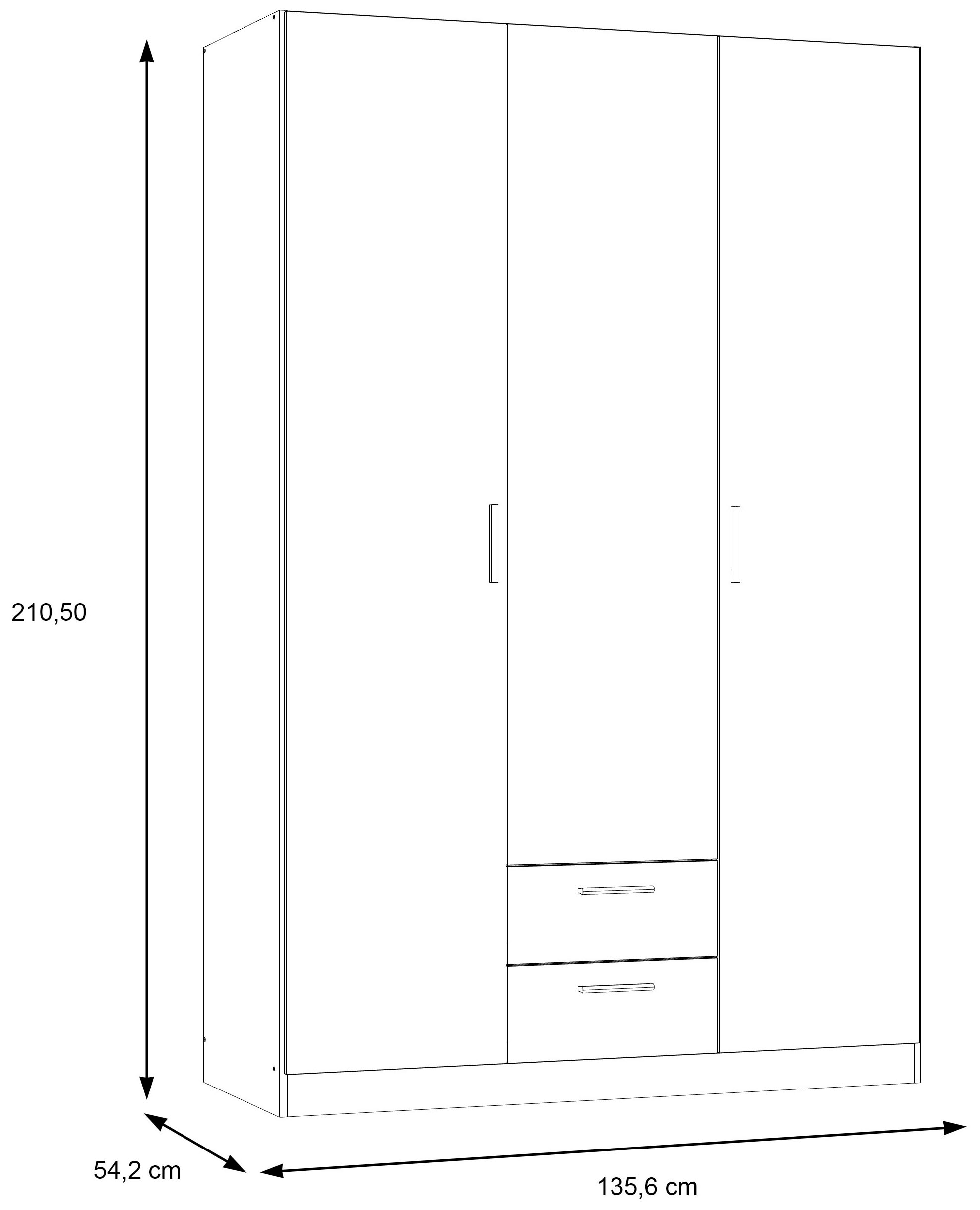 FORTE Drehtürenschrank, mit 5 Einlegeböden