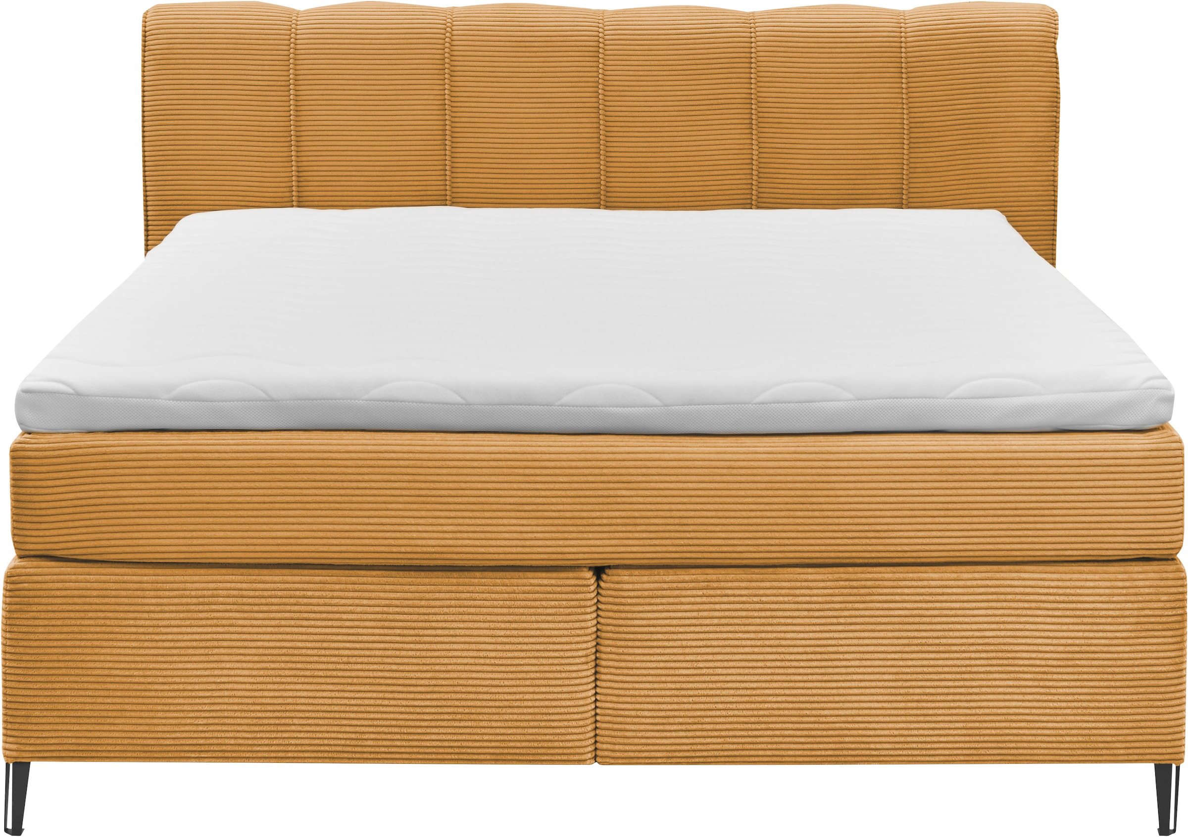 set one by Musterring Boxspringbett »Fairfield«, Metallfuß schwarz, Kopfteil mit Keder, Breite 160 oder 180 cm