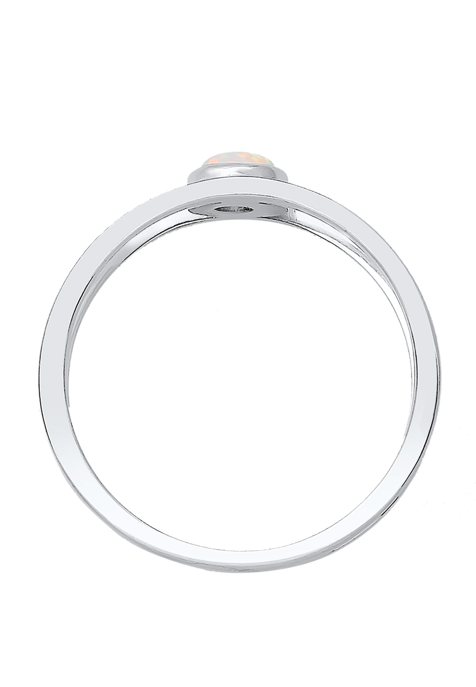 Elli Silberring »Ring Bandring Zweireihig Synthetischer Opal Weiß 925 Sterling Silber«