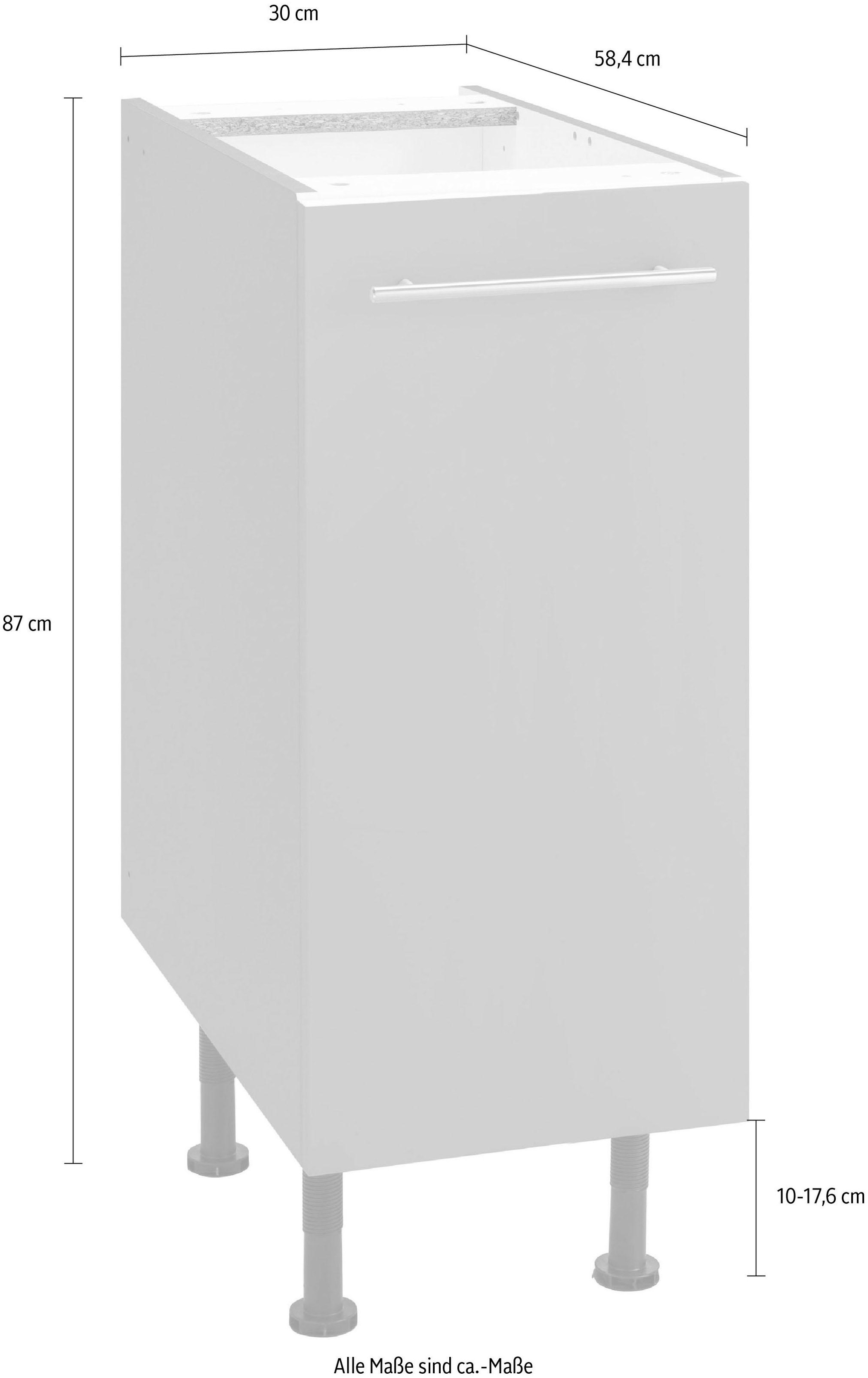 OPTIFIT Unterschrank »Bern« 30 cm breit, mit 1 Tür mit höhenverstellbaren Füßen, mit Metallgriff
