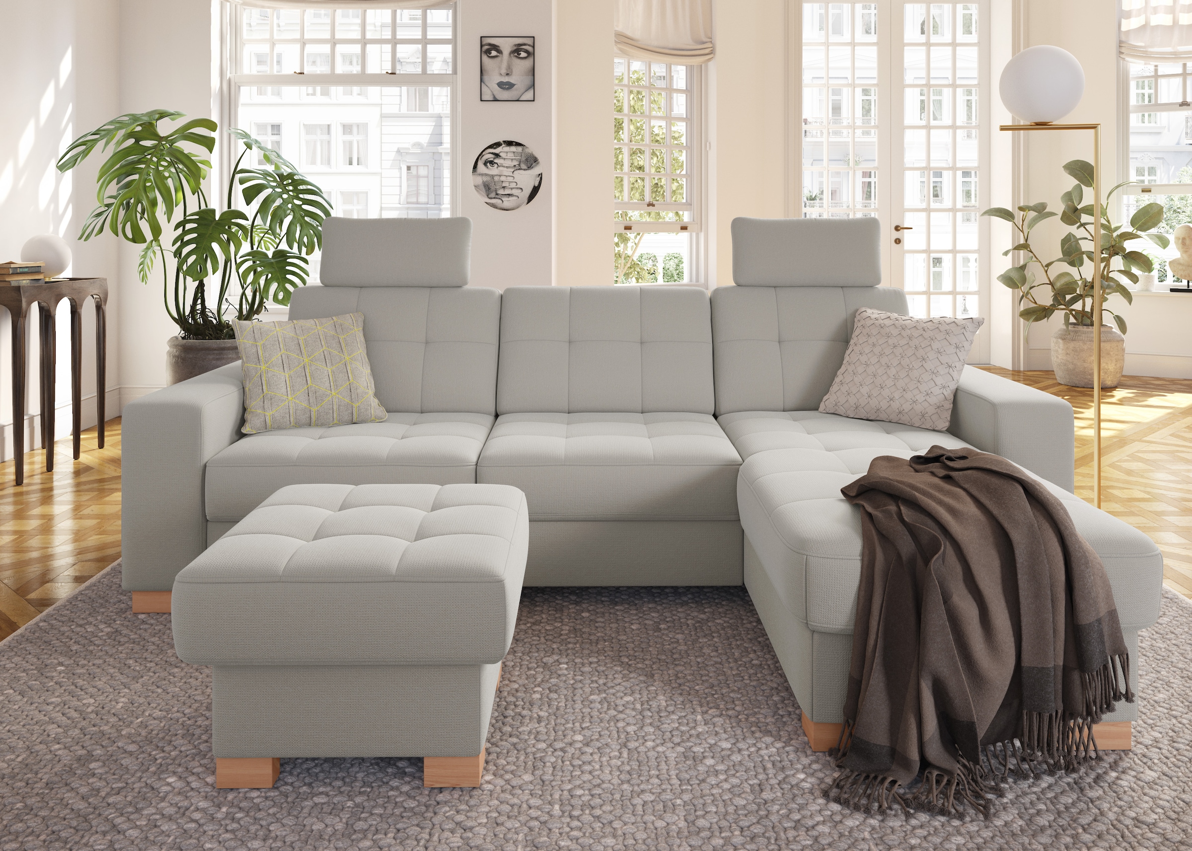 sit&more Ecksofa »Quincy L-Form«, wahlweise mit Bettfunktion und Bettkasten