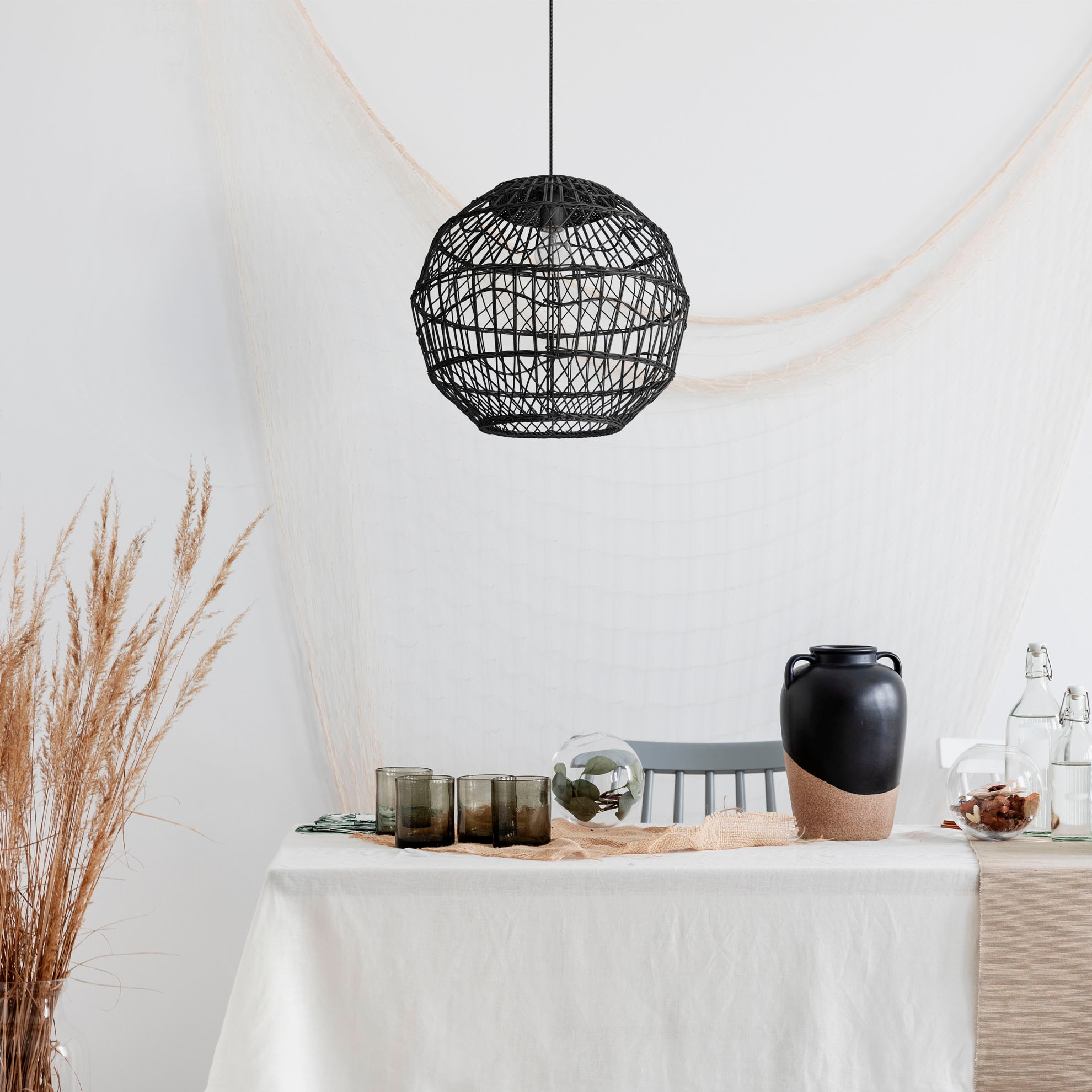 Paco Home Pendelleuchte »MAITE« E27 Rattan Hängeleuchte Korblampe Rund E27 Boho Stil Modern Wohnzimmer