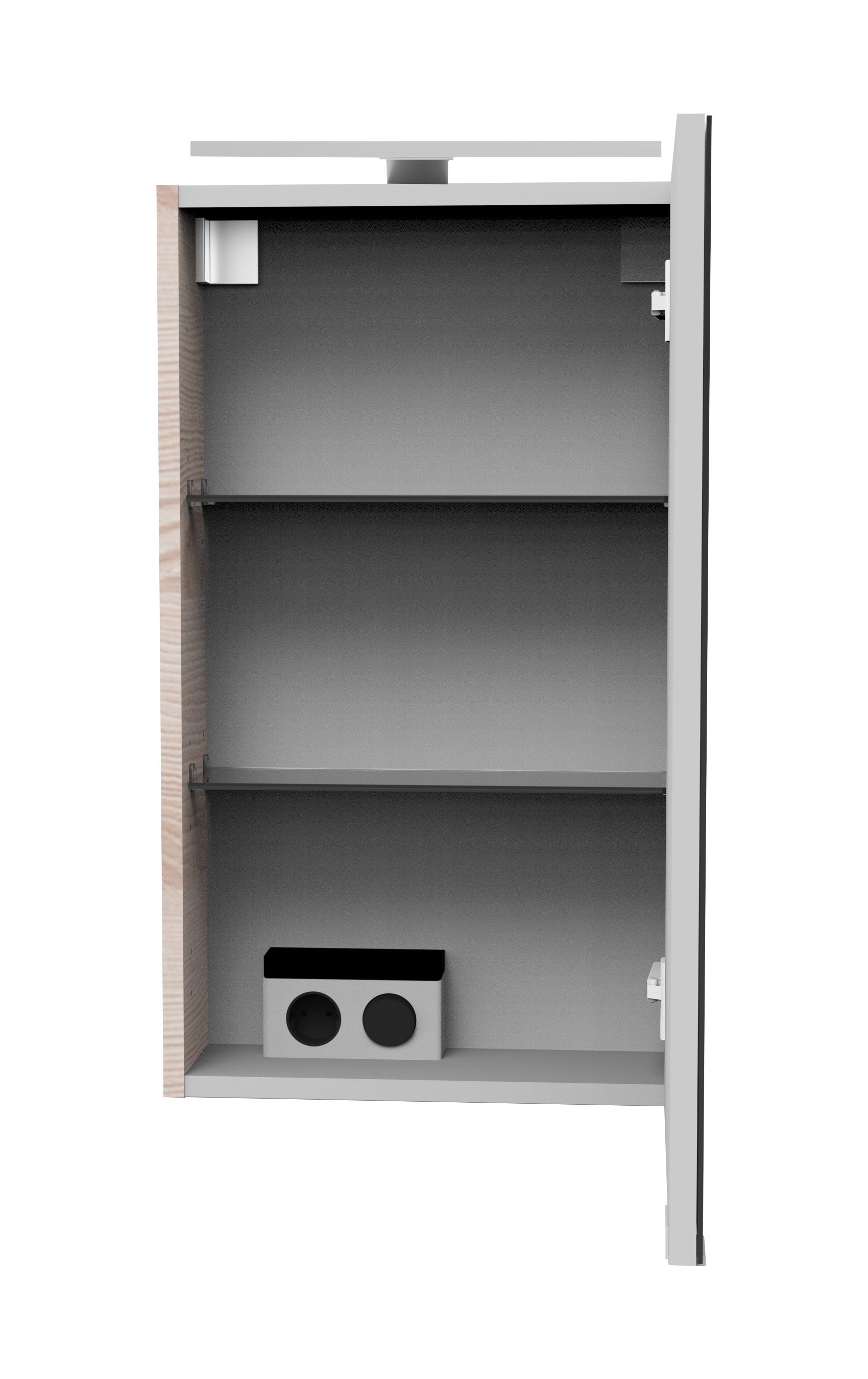 FACKELMANN Spiegelschrank »SBC«, (Spiegelschrank mit LED-Aufsatzleuchte), Aufsatzleuchte, Schalter und Steckdose, Breite 40cm, Anschlag rechts