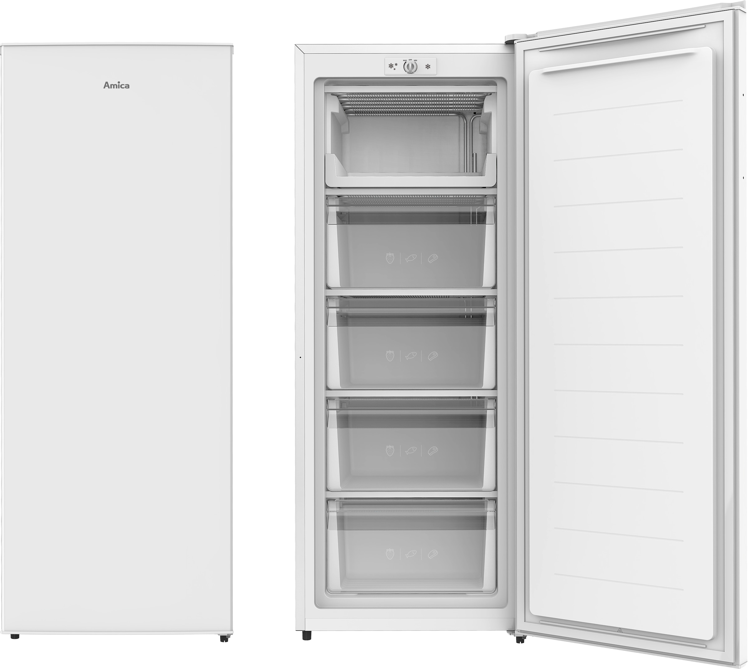 Amica Gefrierschrank »GS 324 200 W« 143 cm hoch 56 cm breit Großer Vorrat, schneller Zugriff – dank Pizzaschublade