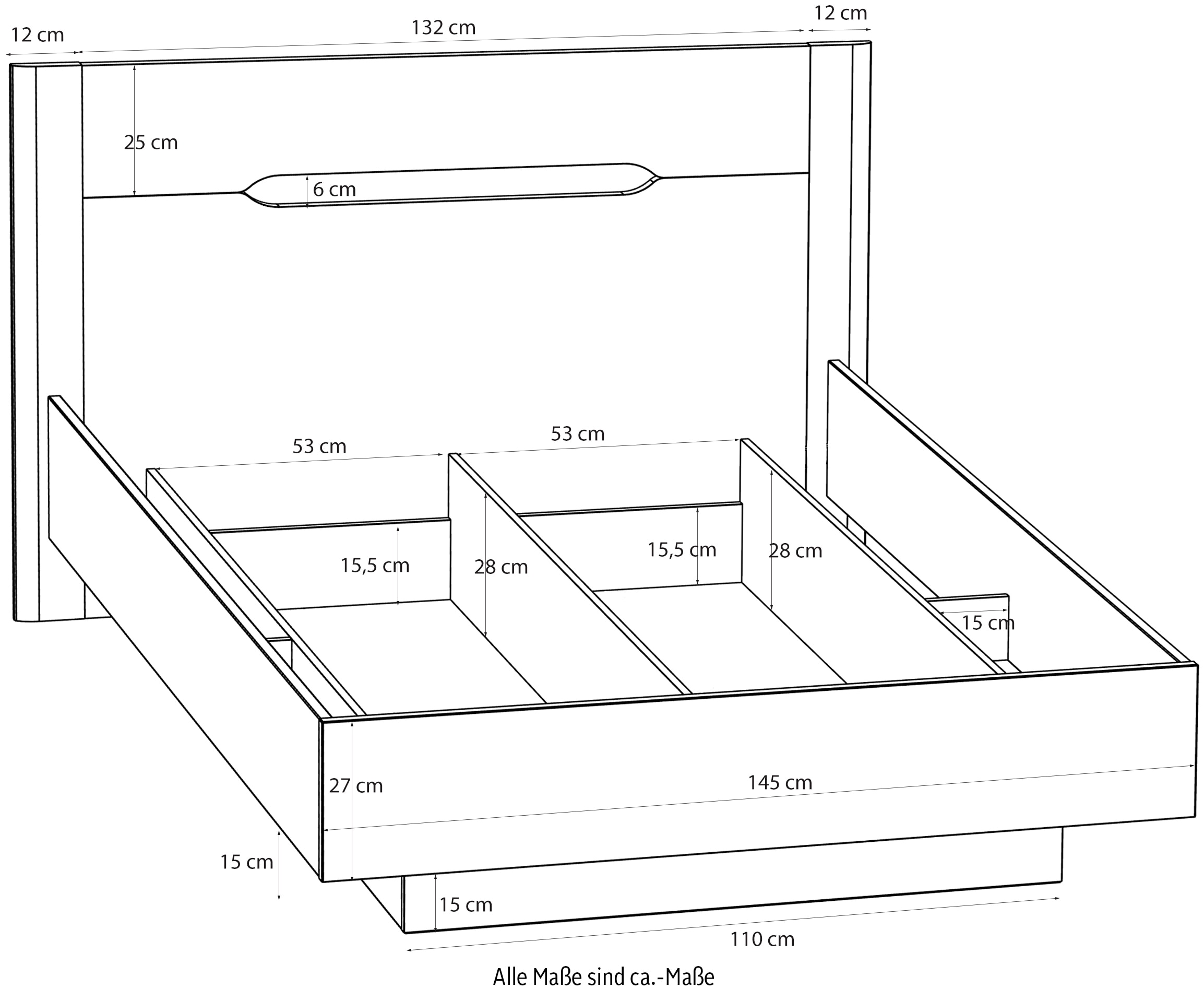 FORTE Stauraumbett aufklappbarer Lattenrost, Stauraum