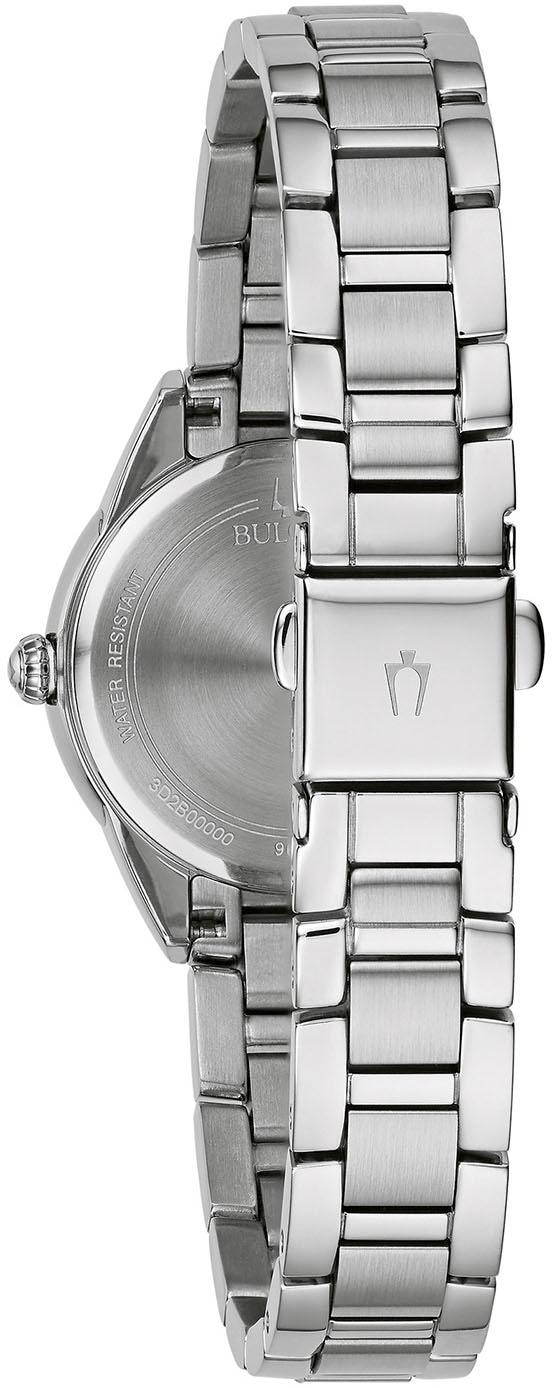 Bulova Quarzuhr, Armbanduhr, Damenuhr, Edelstahlarmband, mit Diamanten