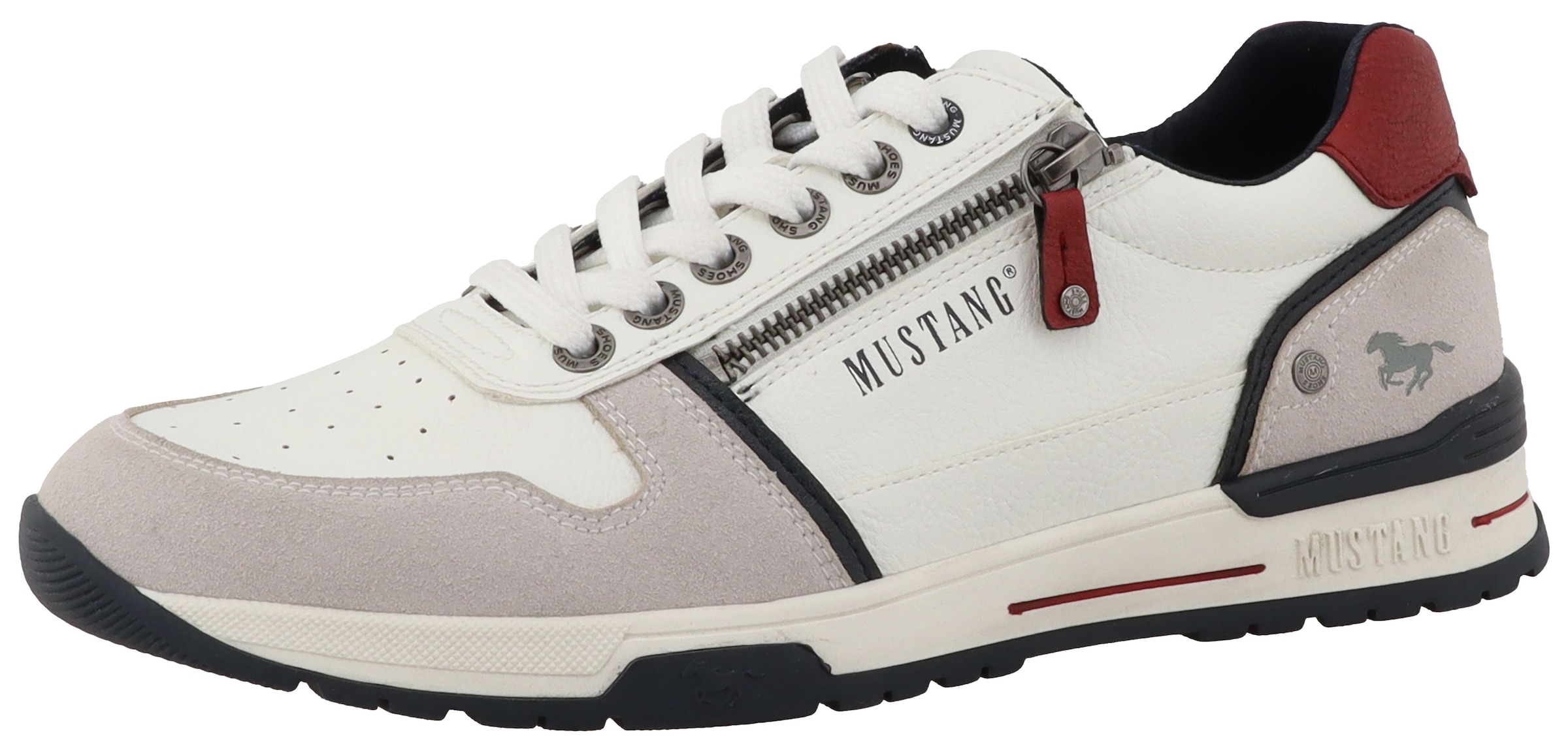 Mustang Shoes Sneaker »Filippo«  Freizeitschuh, Halbschuh, Schnürer mit seitlichem Reißverschluss