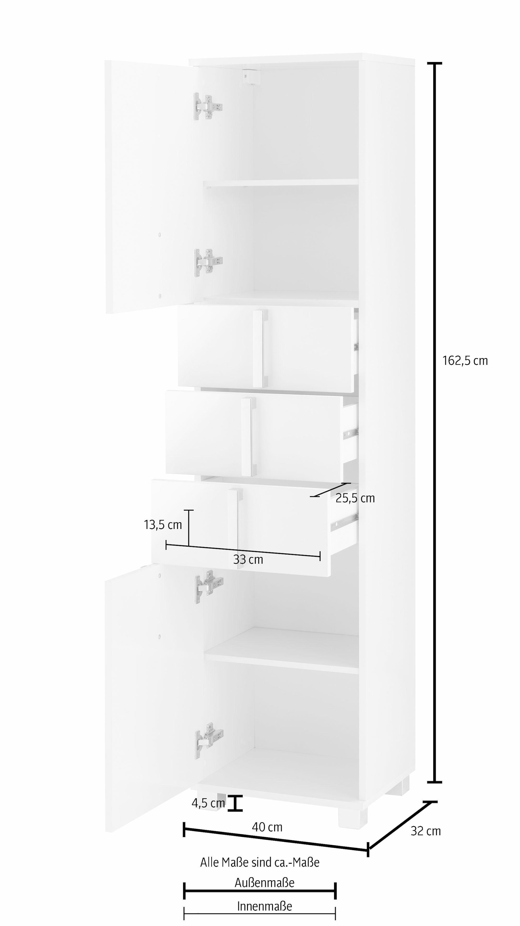 Schildmeyer Hochschrank 163,7 Höhe cm, mit Türen bestellen Soft-Close-Funktion »Kampen«, Metallgriffen, mit auf Rechnung
