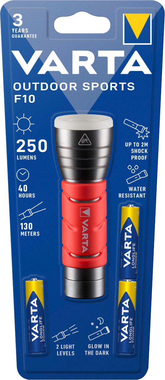 VARTA Taschenlampe »Outdoor Sports F10 Taschenlampe inkl. 3x LONGLIFE Power AAA Batterien«