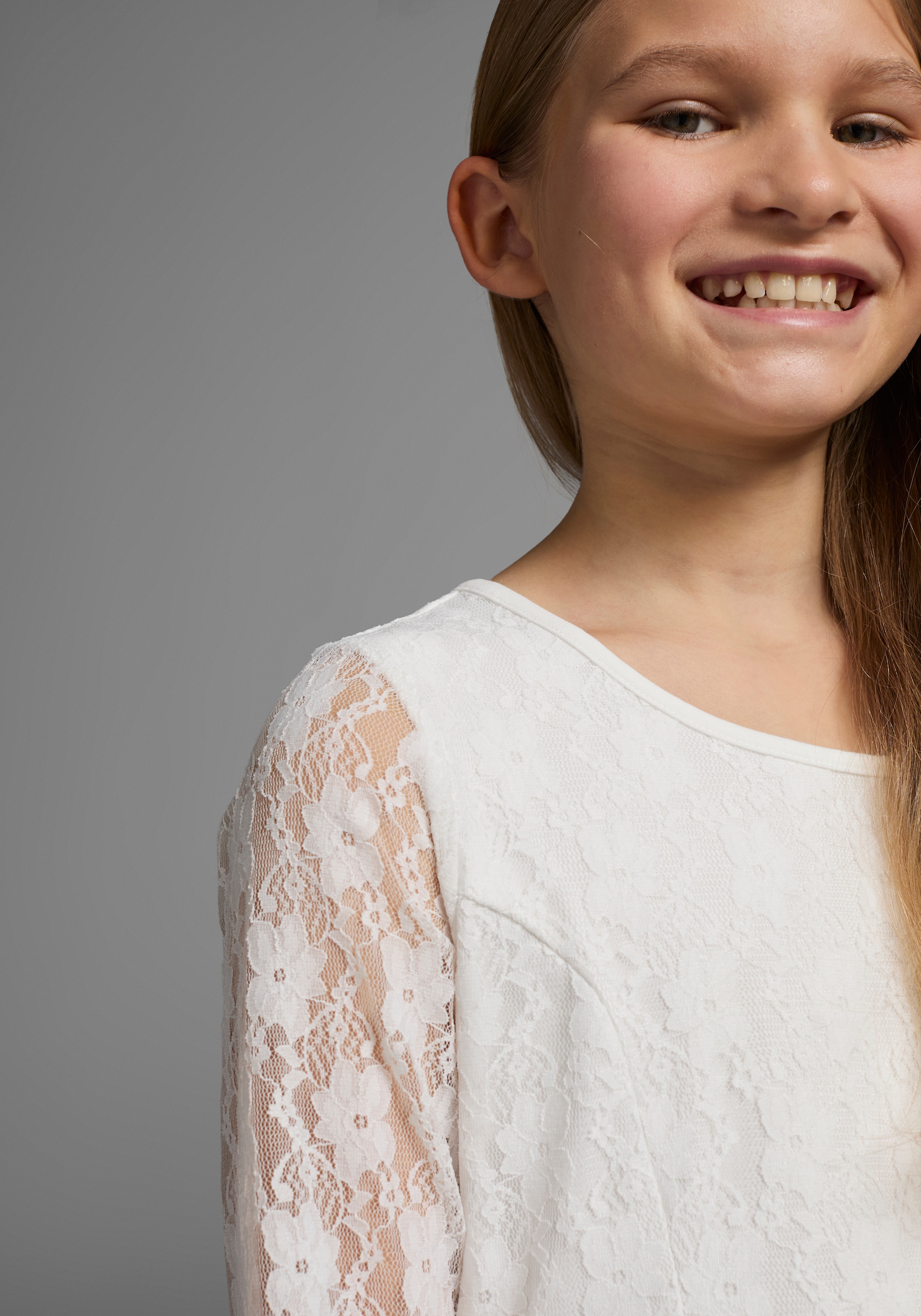 KIDSWORLD Jerseykleid »- Spitzenkleid«, festliche Anlässe, knielang, aus Spitze und Jersey, 3/4-Ärmel