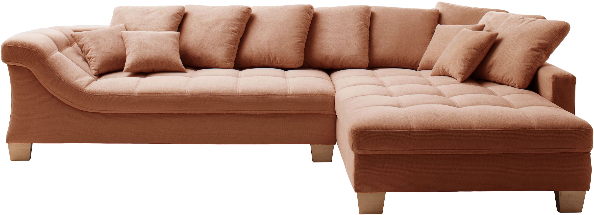 Mr. Couch Ecksofa »Bologna, L-Form, mit Holzfüßen«, wahlweise mit Kaltschaum