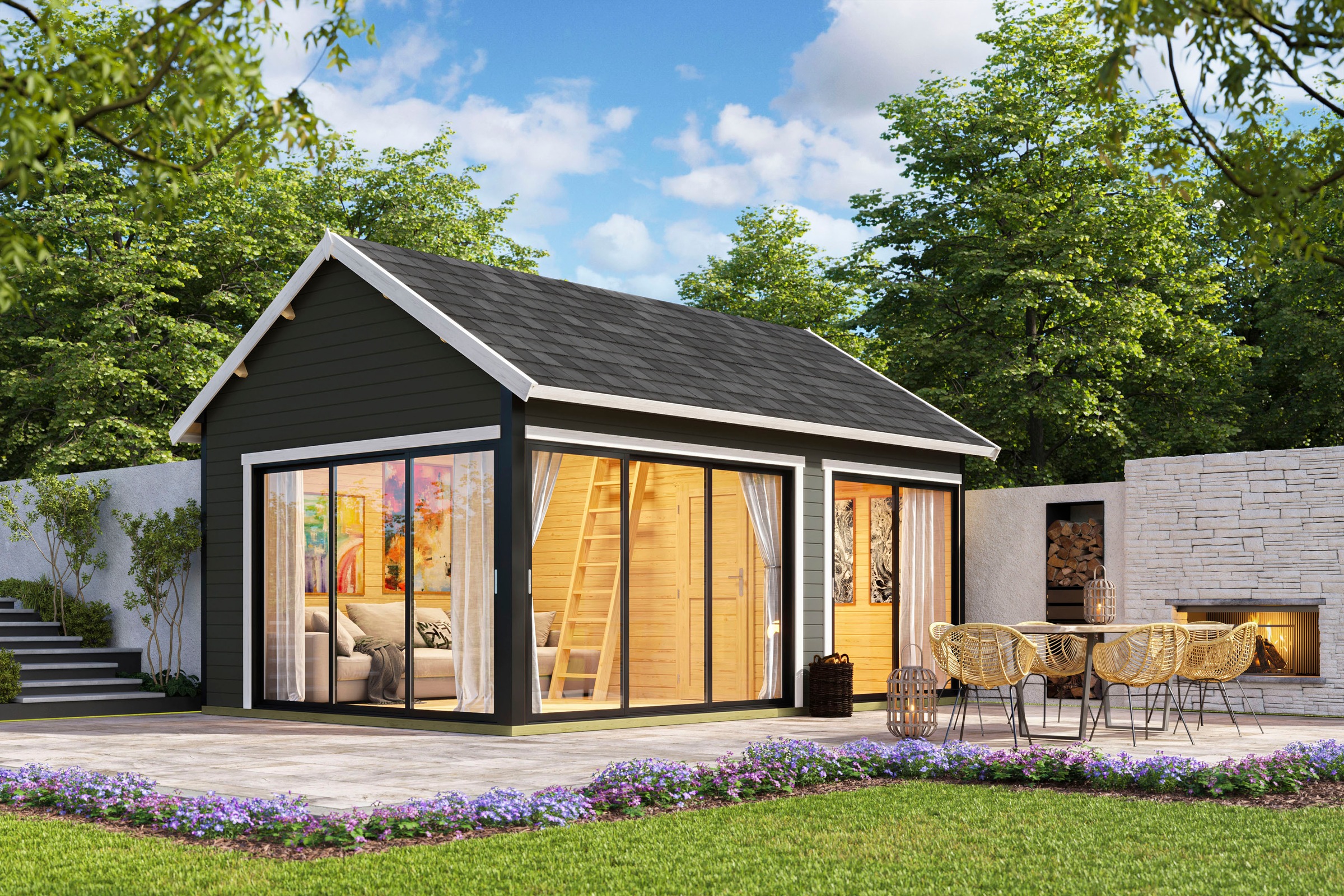 LASITA MAJA, Gartenhaus »MURANO«, carbongrau, Holzwerkstoff, Fußboden im Gartenhaus, carbongrau