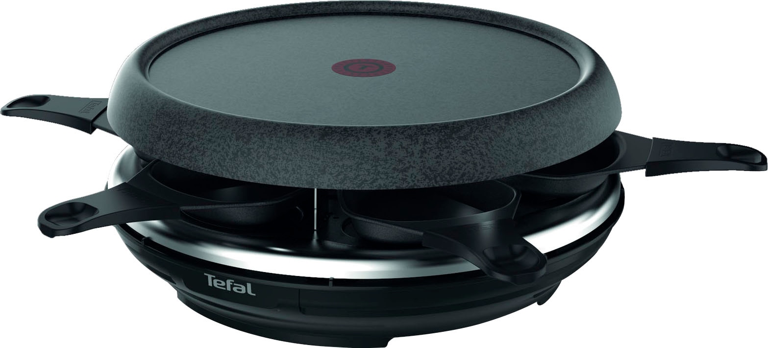 Tefal Raclette und Fondue-Set »RE12C8 Fondue Cheese 'n Co«, 6 St. Raclettepfännchen, 850 W, pülmaschinengeeignet, Rezeptbuch, Stein-Optik