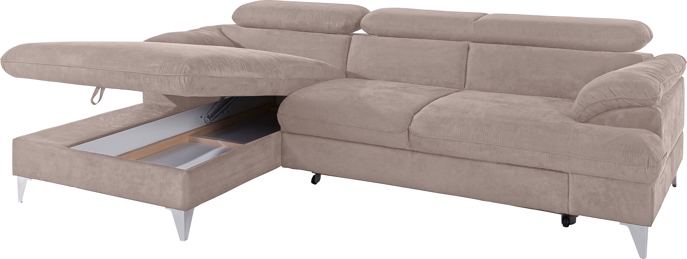 COTTA Polstergarnitur »Caluso L-Form«, (2 tlg.), Set bestehend aus: Ecksofa mit Kopfteilverstellung & Hocker