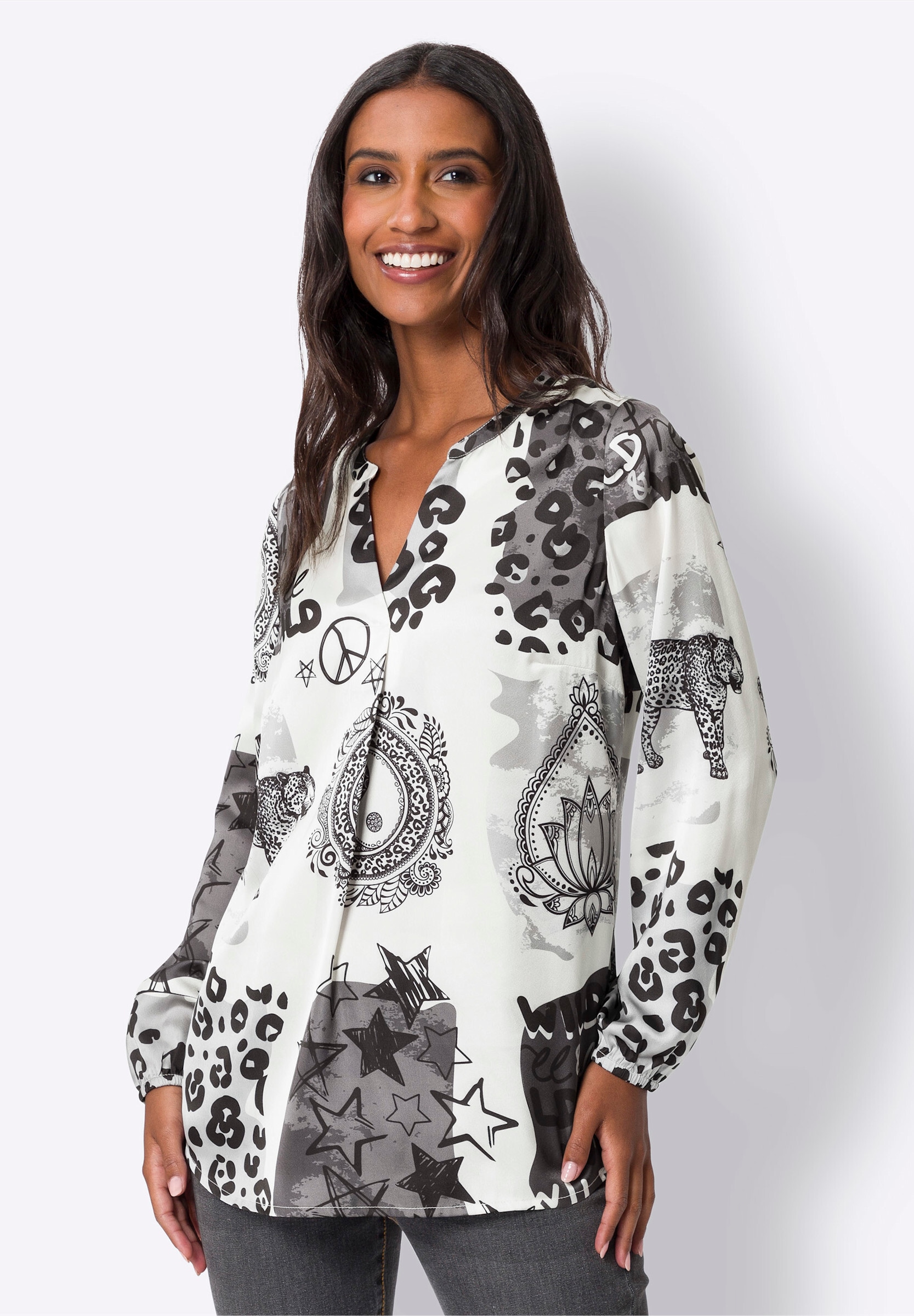 heine Schlupfbluse »Druckbluse Druckbluse mit Muster-Mix«