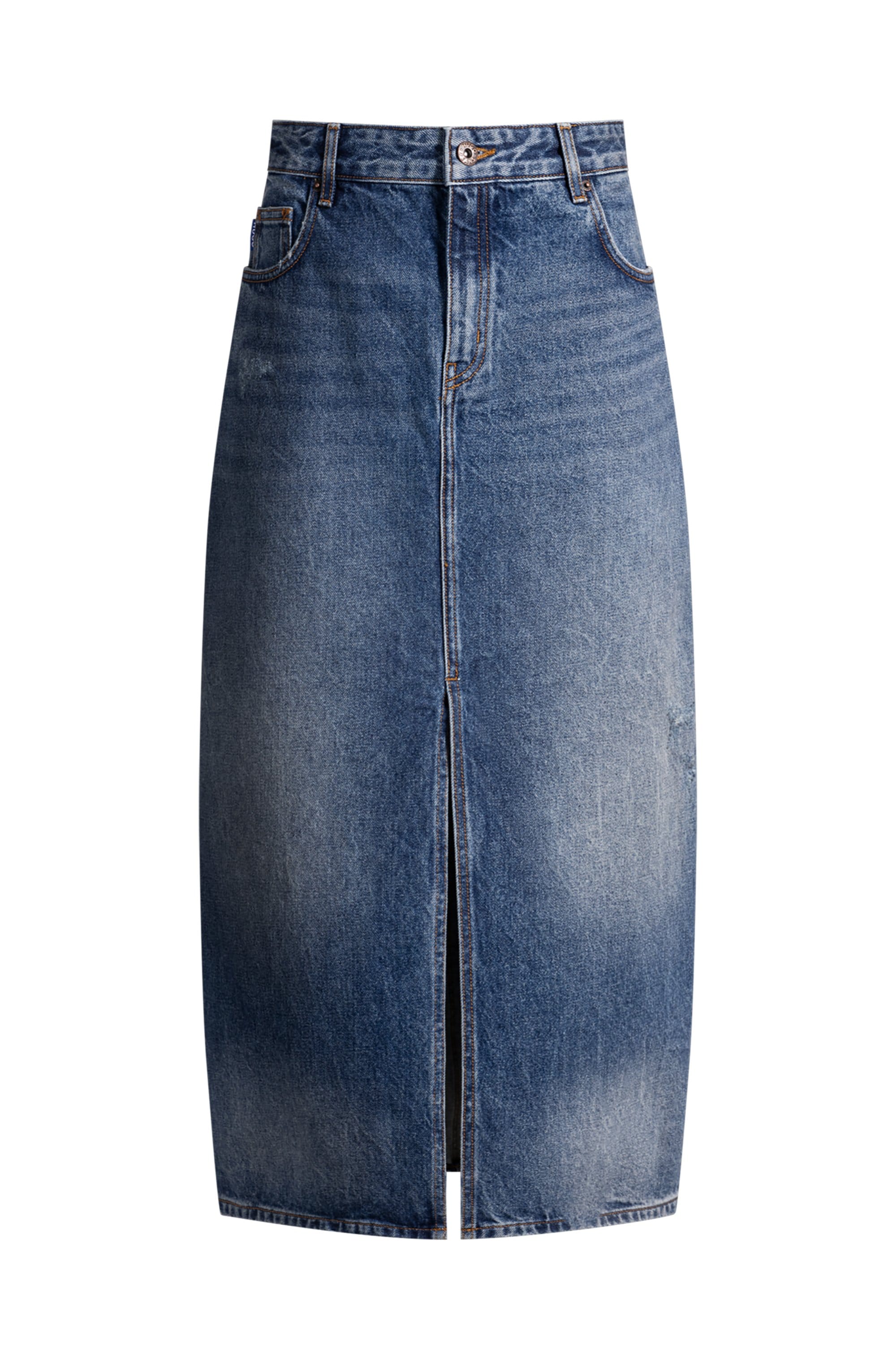 HUGO Blue Midirock »Gebana«, Authentic washed mit kleinen Destroyed-Effekten