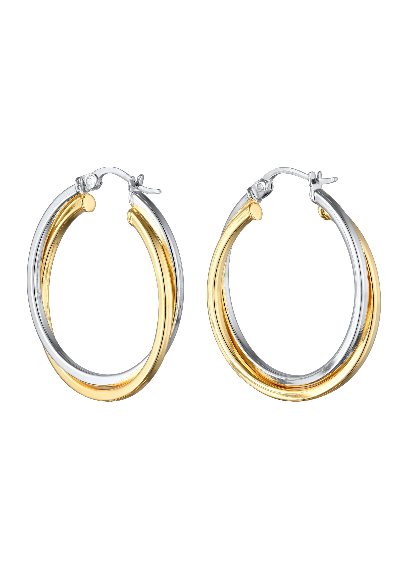 Elli Paar Creolen »Ohrringe Creolen Damen Twisted Look 925 Silber Bicolor«