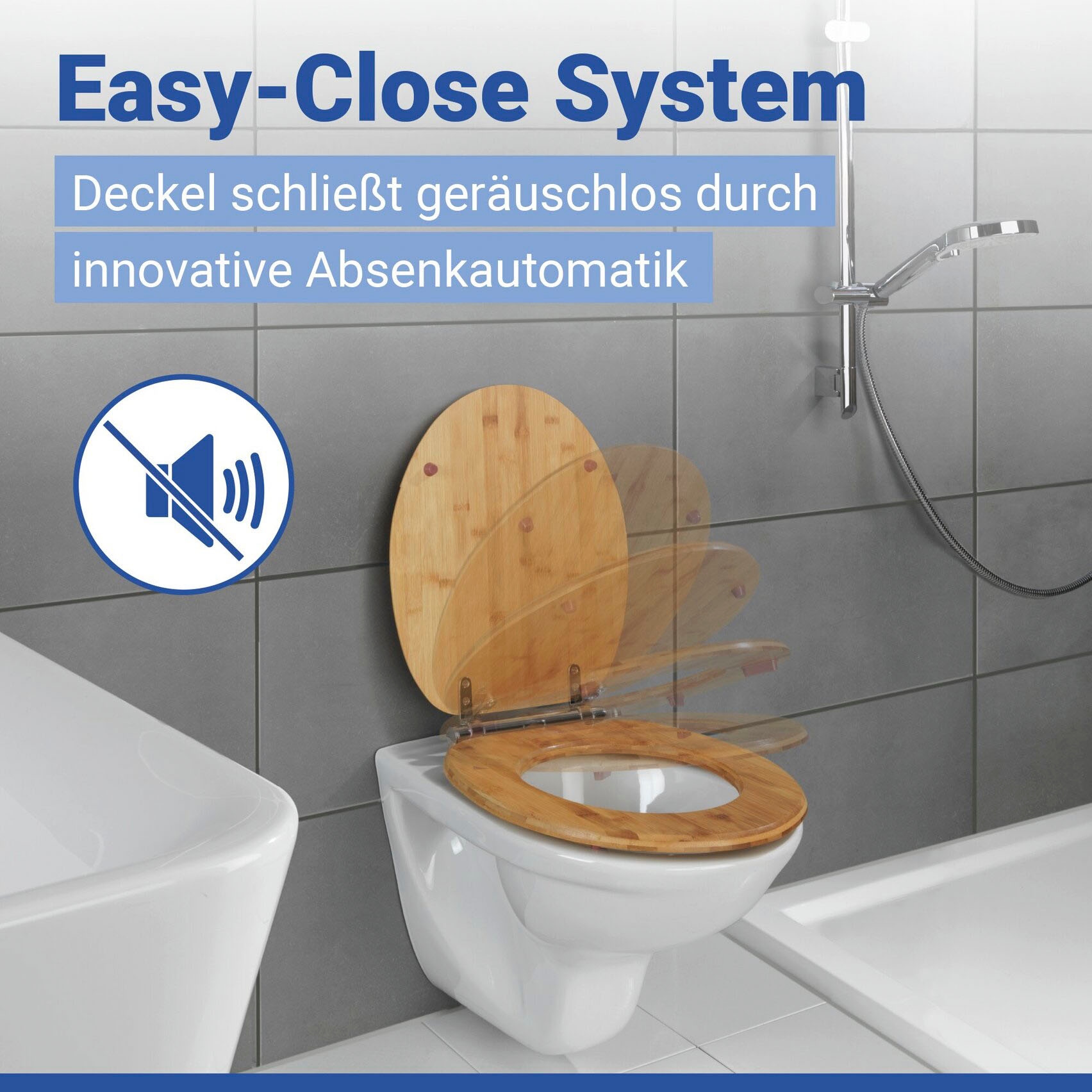 WENKO WC-Sitz »Bambusa« aus Bambus, mit Absenkautomatik, feuchtigkeitsresistent