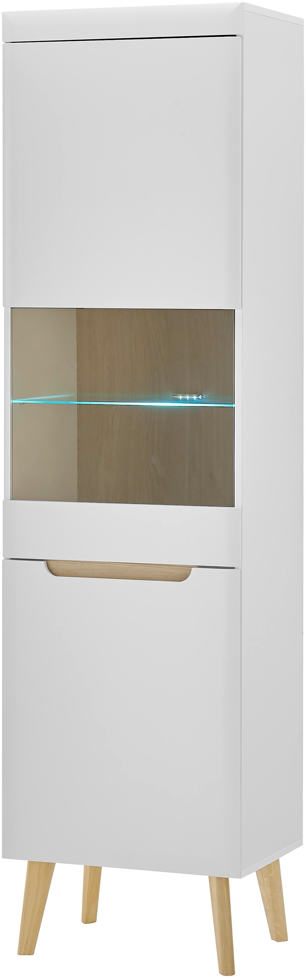 INOSIGN Vitrine »Torge, Hochschrank, Glasvitrine, Standvitrine, Vitrinenschrank«, (1 St.), in drei verschiedenen Farben verfügbar, Glastür & -boden, 53 cm breit